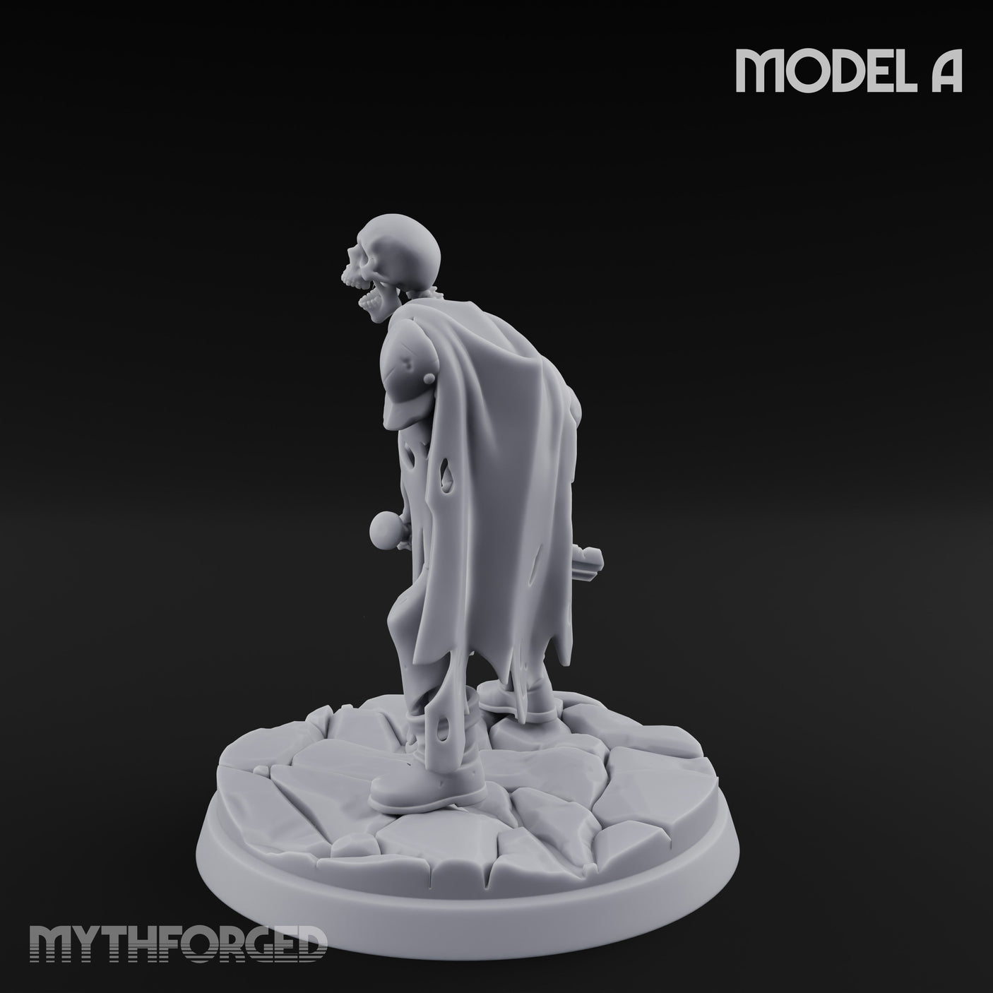 Blade And Axe Brandishing Skeleton Warrior A Miniature for Dungeons and Dragons, Pathfinder or other TTRPGs