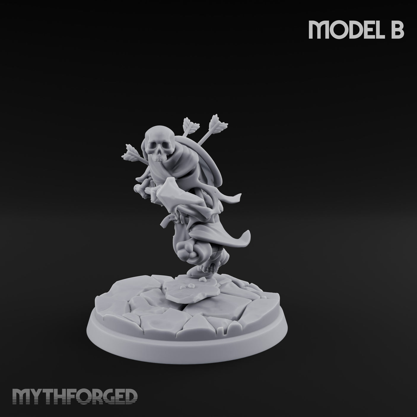 Blade And Axe Brandishing Skeleton Warrior B Miniature for Dungeons and Dragons, Pathfinder or other TTRPGs