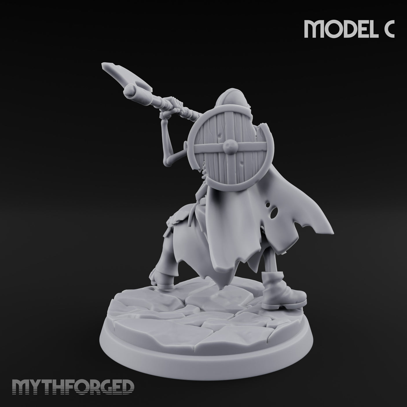Blade And Axe Brandishing Skeleton Warrior C Miniature for Dungeons and Dragons, Pathfinder or other TTRPGs