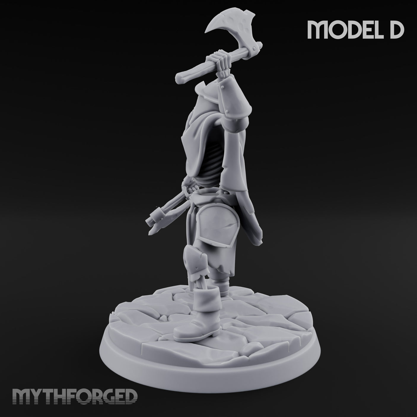 Blade And Axe Brandishing Skeleton Warrior D Miniature for Dungeons and Dragons, Pathfinder or other TTRPGs