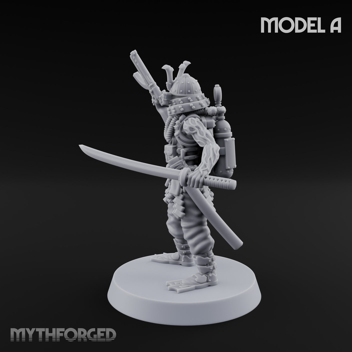 Blade And Gun Wielding Human Samurai A Miniature for Dungeons and Dragons, Pathfinder or other TTRPGs