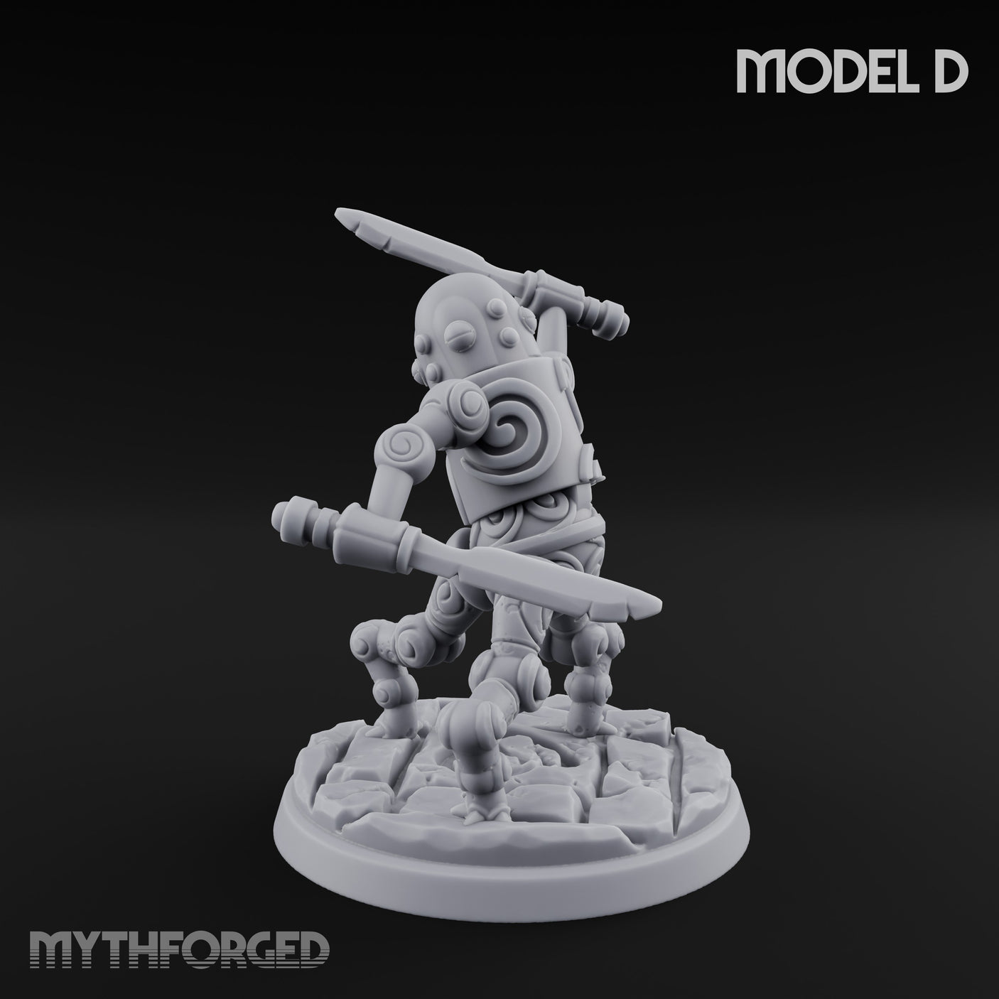 Blade And Hammer Swinging Construct Fighter D Miniature for Dungeons and Dragons, Pathfinder or other TTRPGs