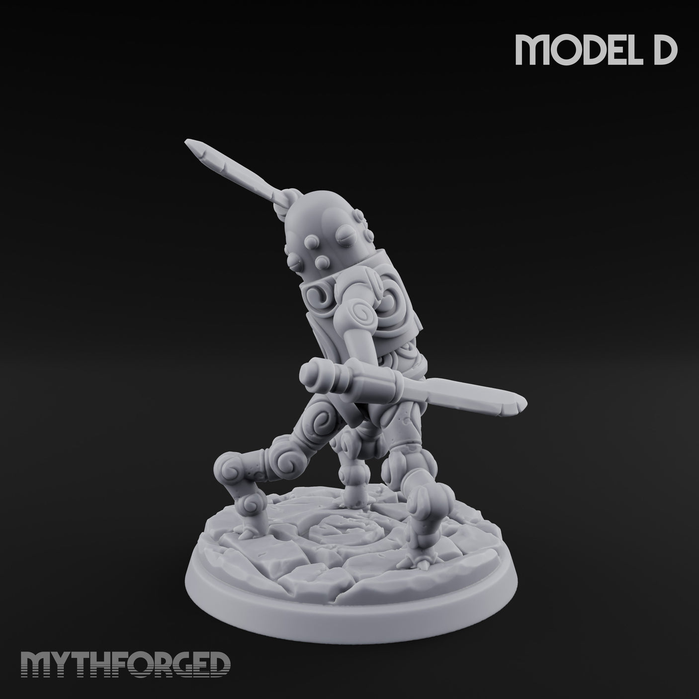 Blade And Hammer Swinging Construct Fighter D Miniature for Dungeons and Dragons, Pathfinder or other TTRPGs