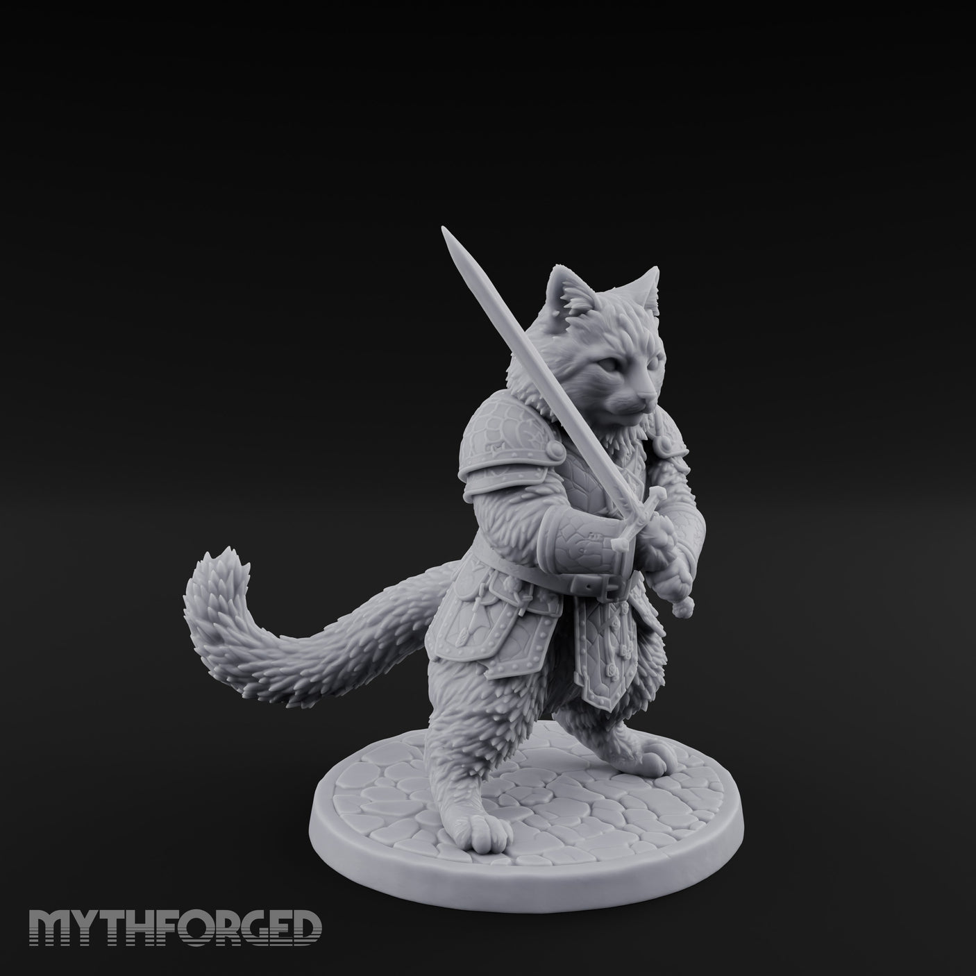 Blade Bracing Tabaxi Fighter Miniature for Dungeons and Dragons, Pathfinder or other TTRPGs