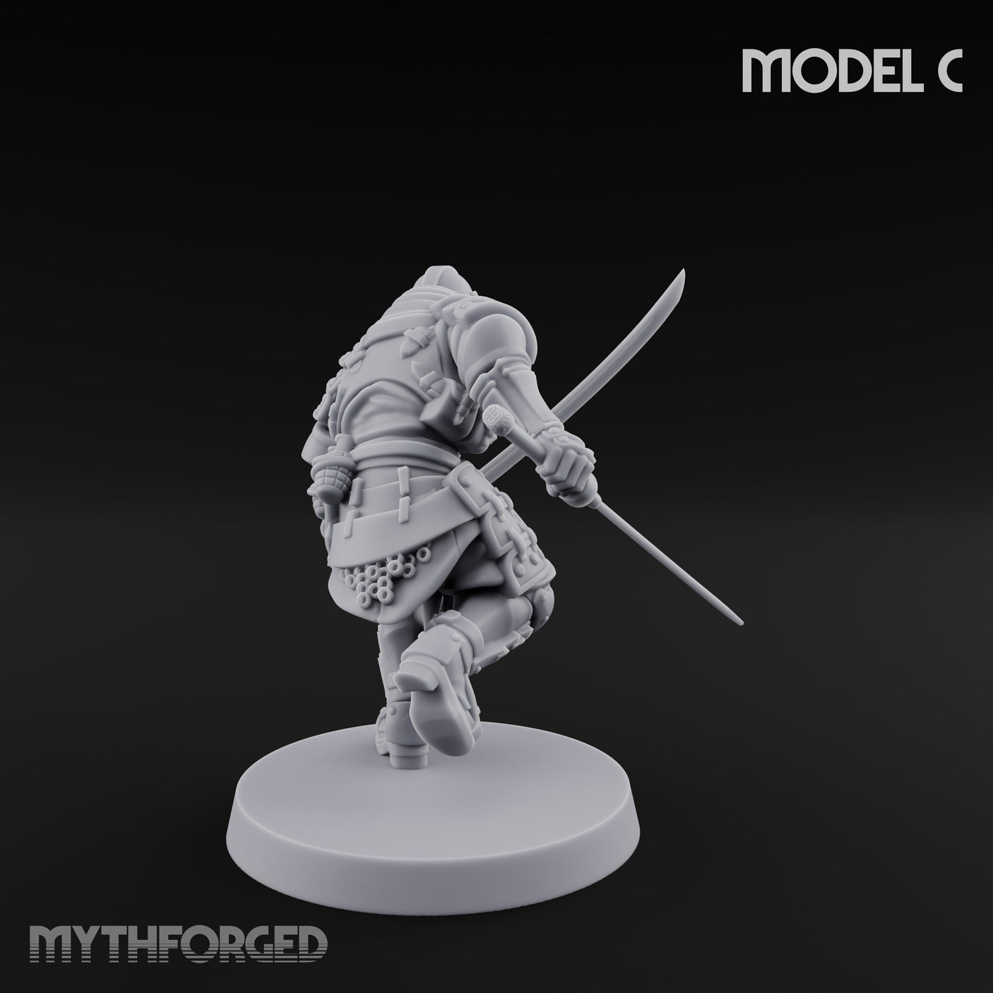 Blade Lunging Crouching Shogunate Shocktrooper C Miniature for Dungeons and Dragons, Pathfinder or other TTRPGs