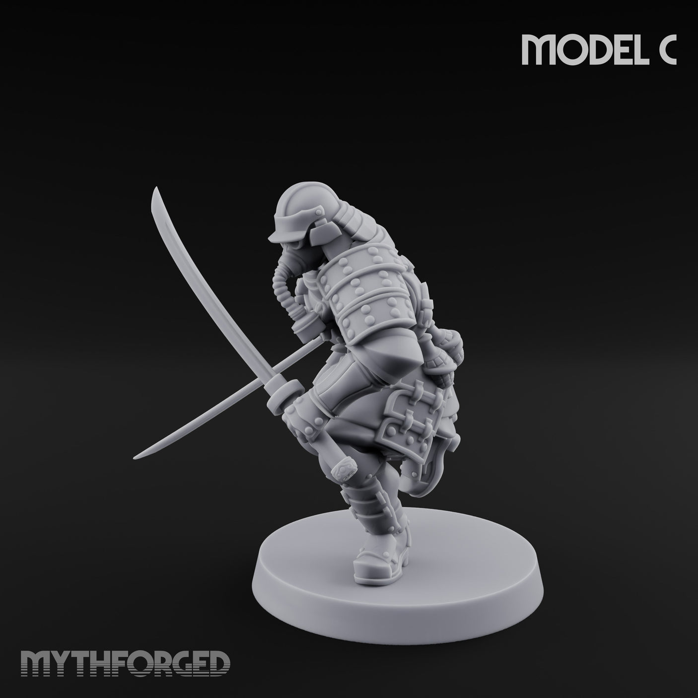 Blade Lunging Crouching Shogunate Shocktrooper C Miniature for Dungeons and Dragons, Pathfinder or other TTRPGs