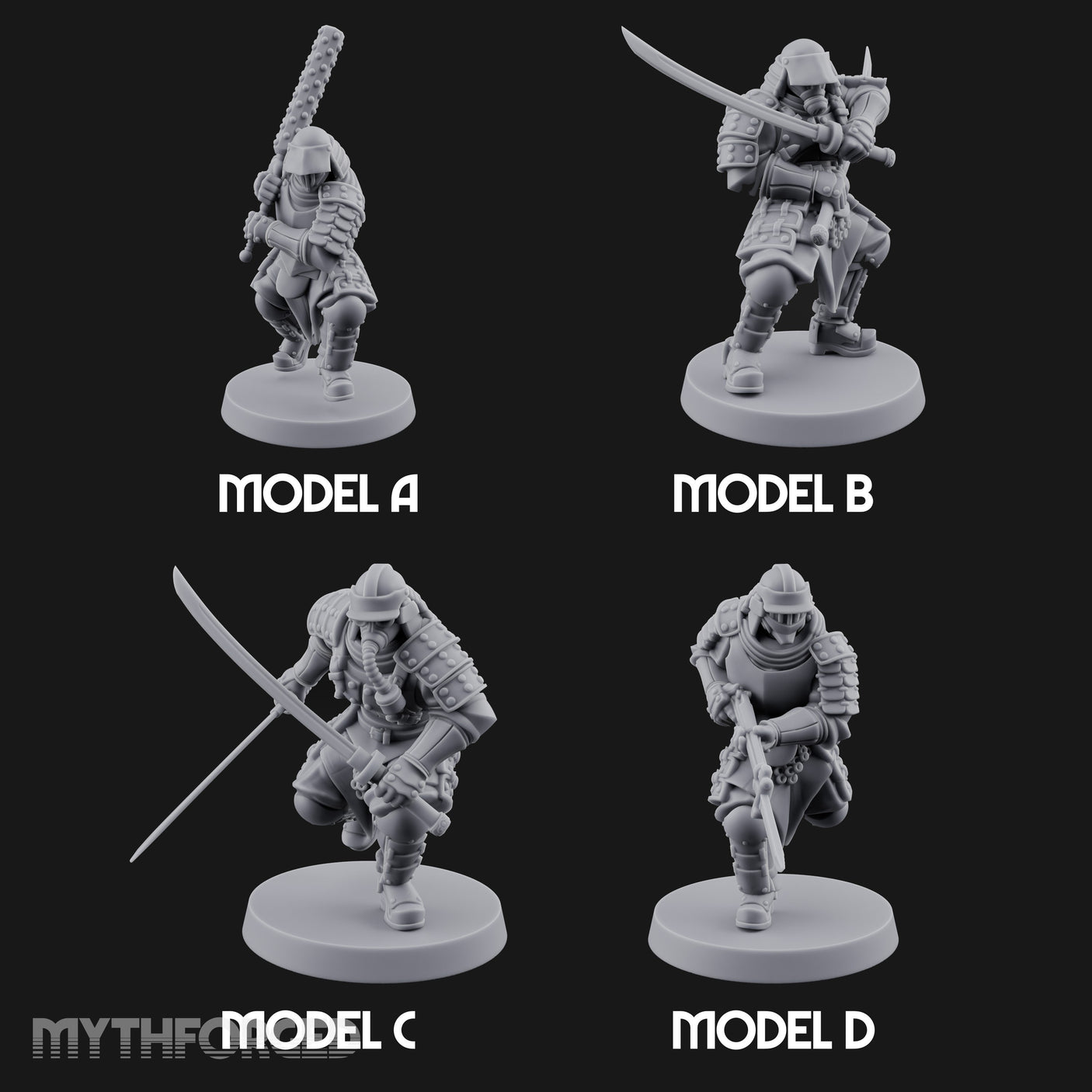 Blade Lunging Crouching Shogunate Shocktroopers Miniature for Dungeons and Dragons, Pathfinder or other TTRPGs