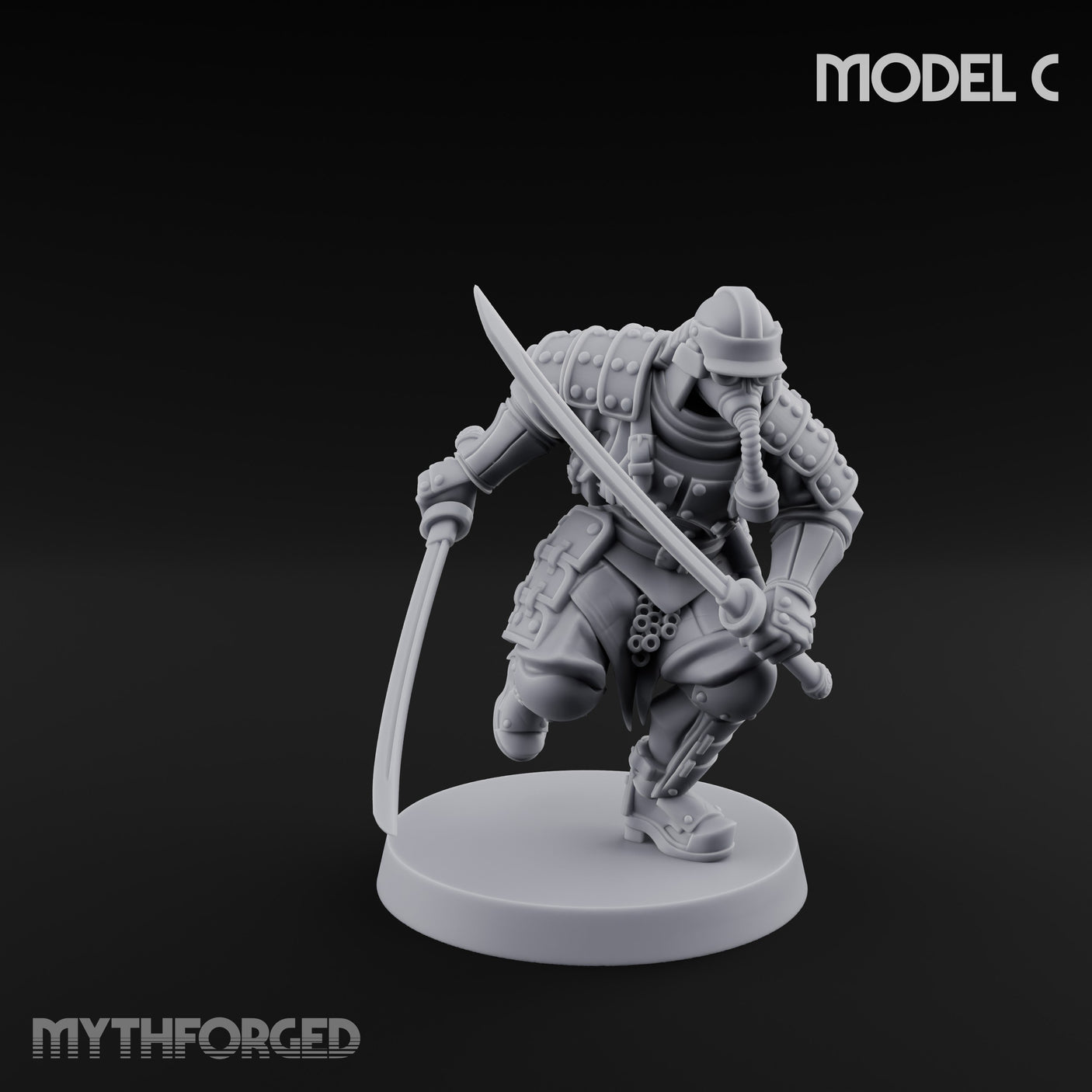 Blade Lunging Crouching Shogunate Shocktroopers Miniature for Dungeons and Dragons, Pathfinder or other TTRPGs
