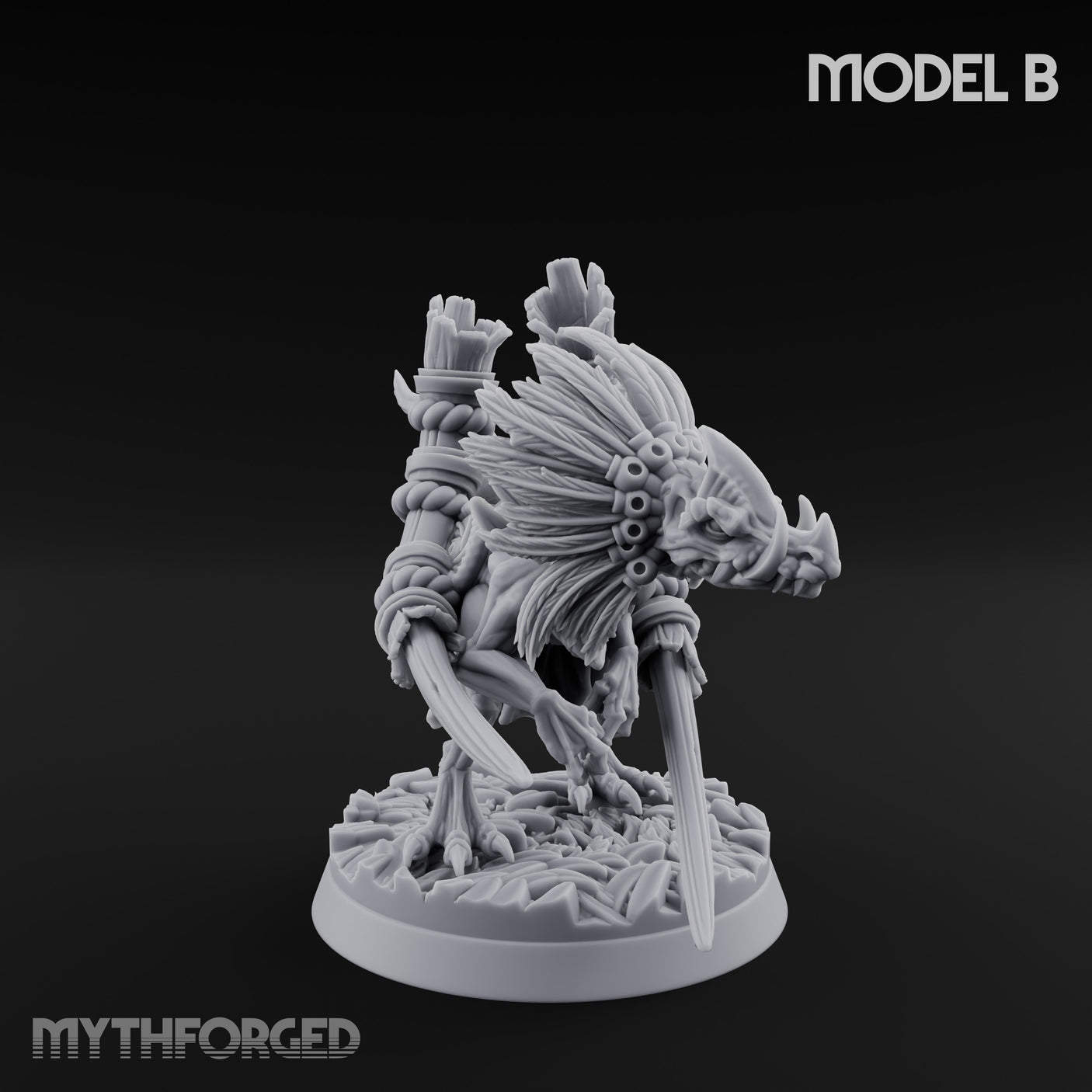 Blade Wielding Lizardfolk Raptor Warrior B Miniature for Dungeons and Dragons, Pathfinder or other TTRPGs