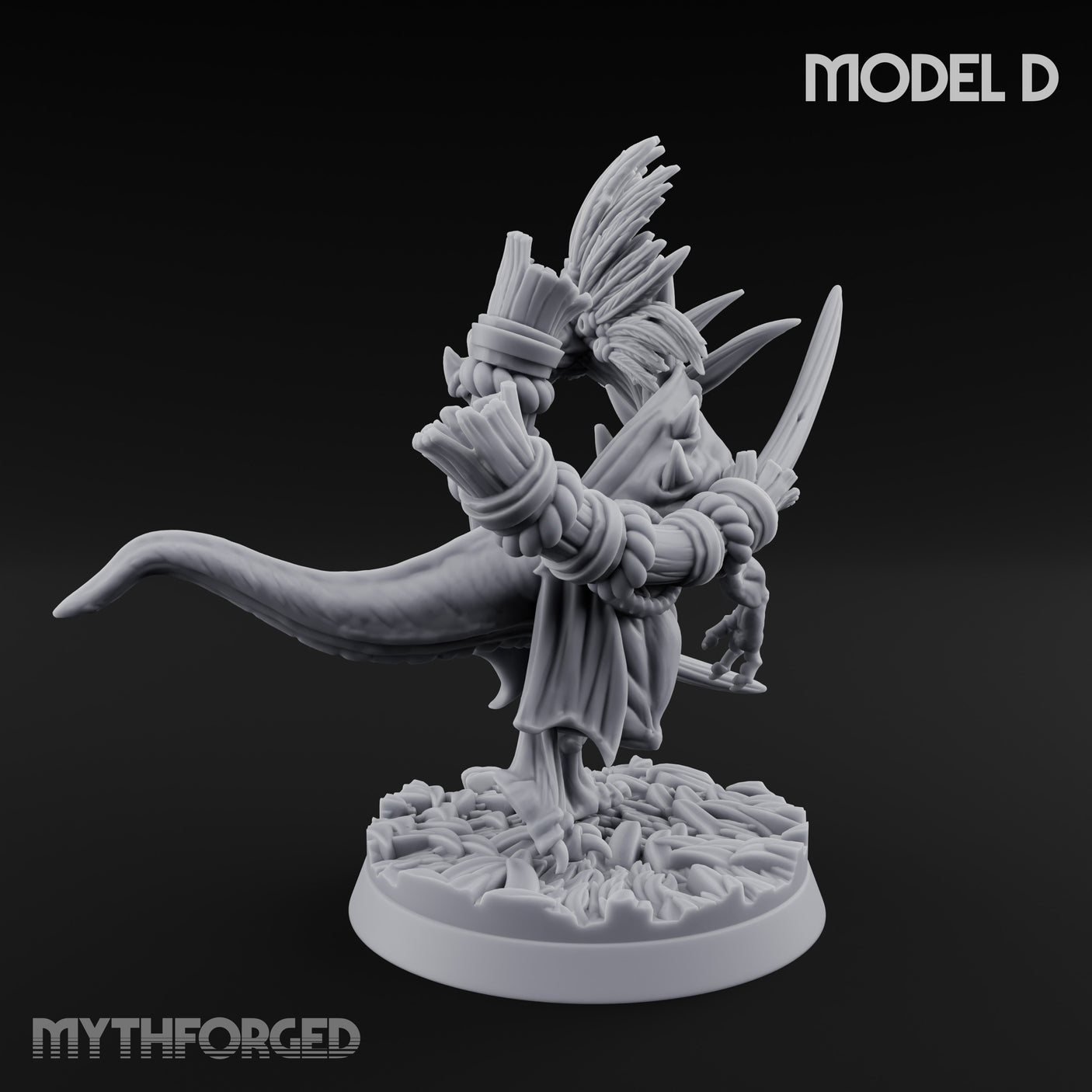 Blade Wielding Lizardfolk Raptor Warrior D Miniature for Dungeons and Dragons, Pathfinder or other TTRPGs