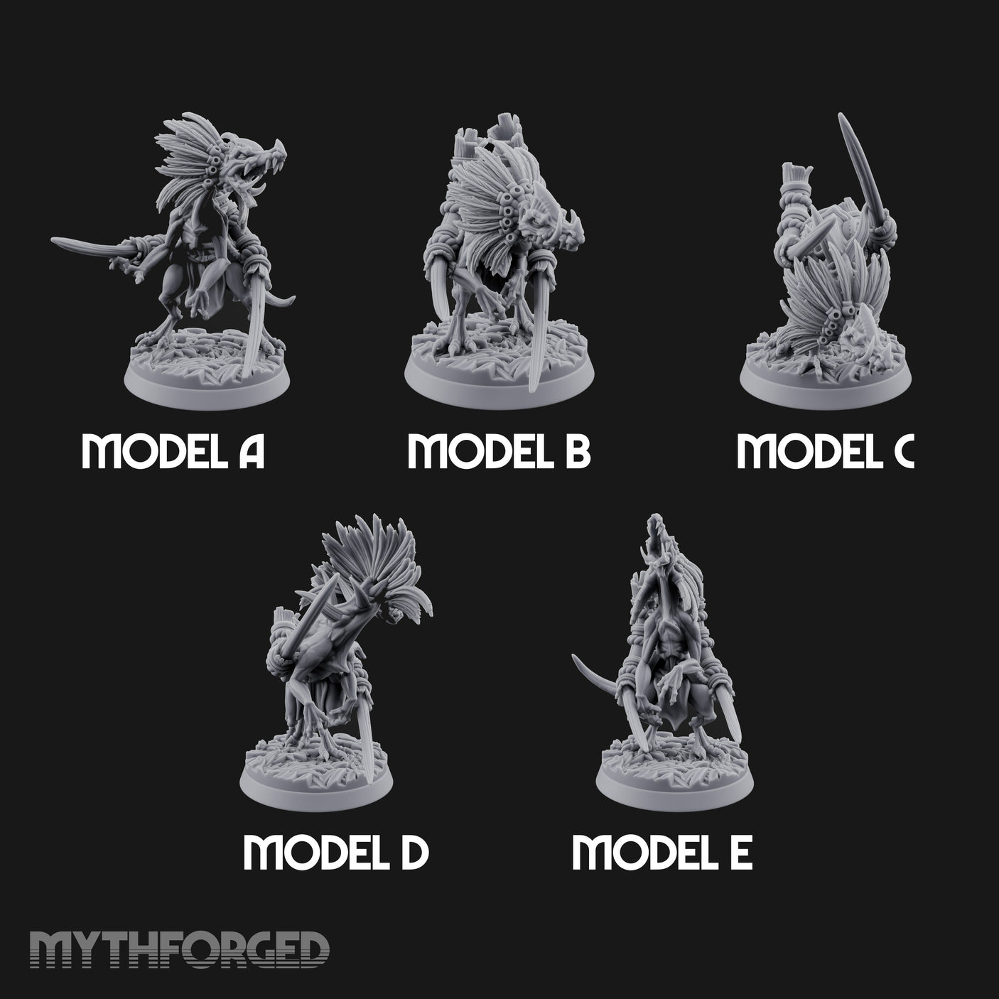Blade Wielding Lizardfolk Raptor Warriors Miniature for Dungeons and Dragons, Pathfinder or other TTRPGs