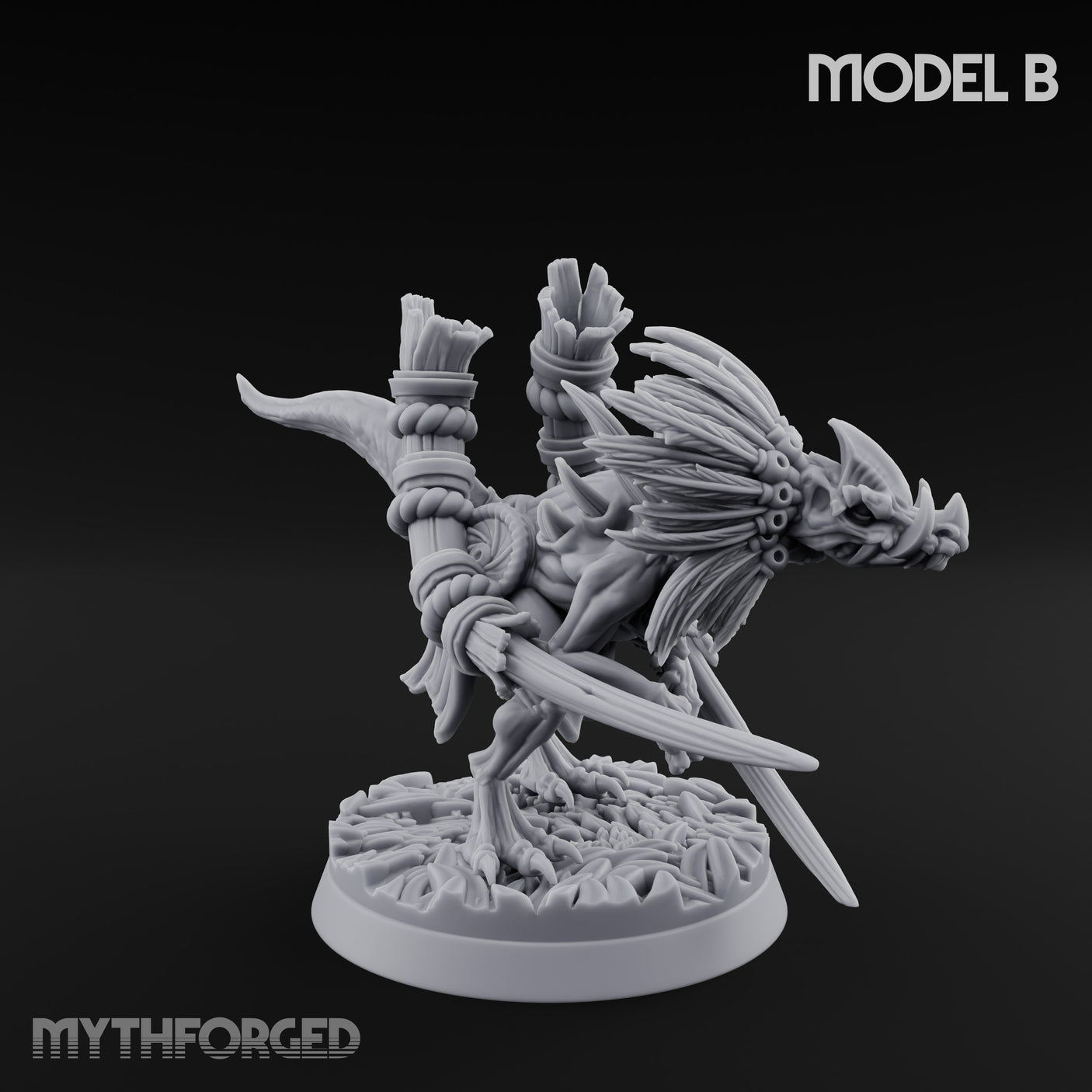 Blade Wielding Lizardfolk Raptor Warriors Miniature for Dungeons and Dragons, Pathfinder or other TTRPGs