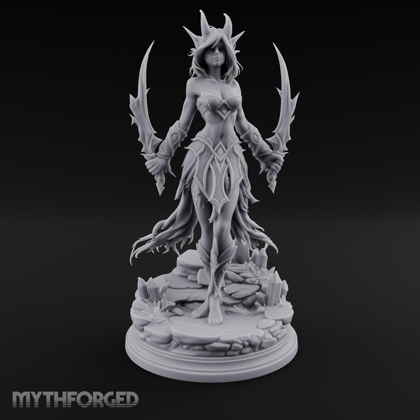 Blade Wings Unfurled Demon Sorceress Miniature for Dungeons and Dragons, Pathfinder or other TTRPGs