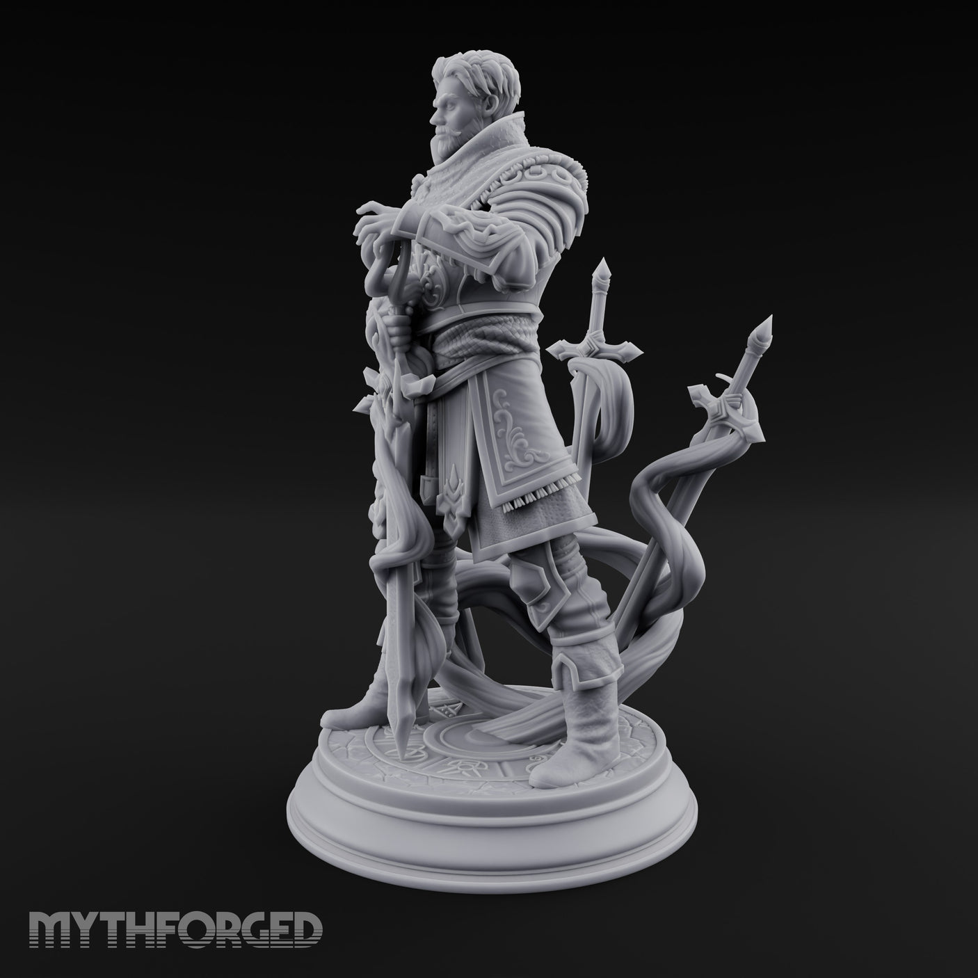 Blades Orbiting Human Spellsword Miniature for Dungeons and Dragons, Pathfinder or other TTRPGs