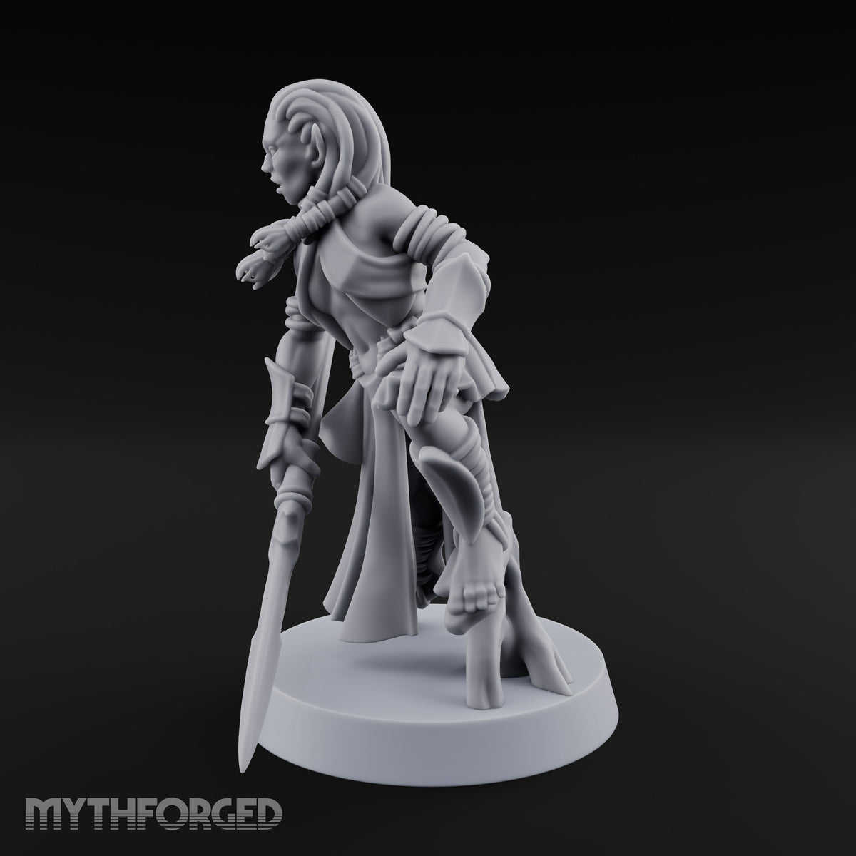 Acrobatically Poised to Strike Elf Bladesinger A Miniature for Dungeons and Dragons, Pathfinder or other TTRPGs