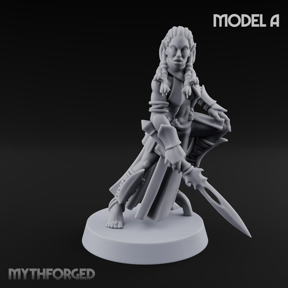 Acrobatically Poised to Strike Elf Bladesinger A Miniature for Dungeons and Dragons, Pathfinder or other TTRPGs