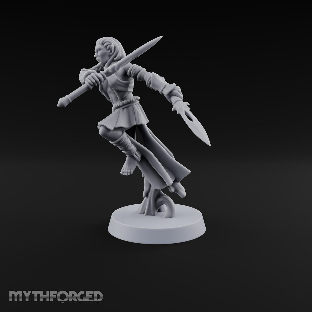 Acrobatically Poised to Strike Elf Bladesinger D Miniature for Dungeons and Dragons, Pathfinder or other TTRPGs