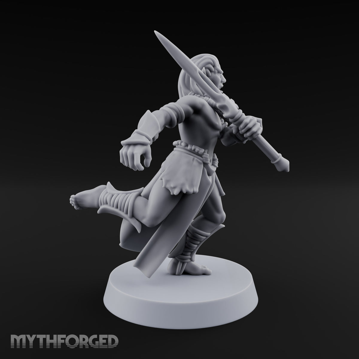 Acrobatically Poised to Strike Elf Bladesinger F Miniature for Dungeons and Dragons, Pathfinder or other TTRPGs