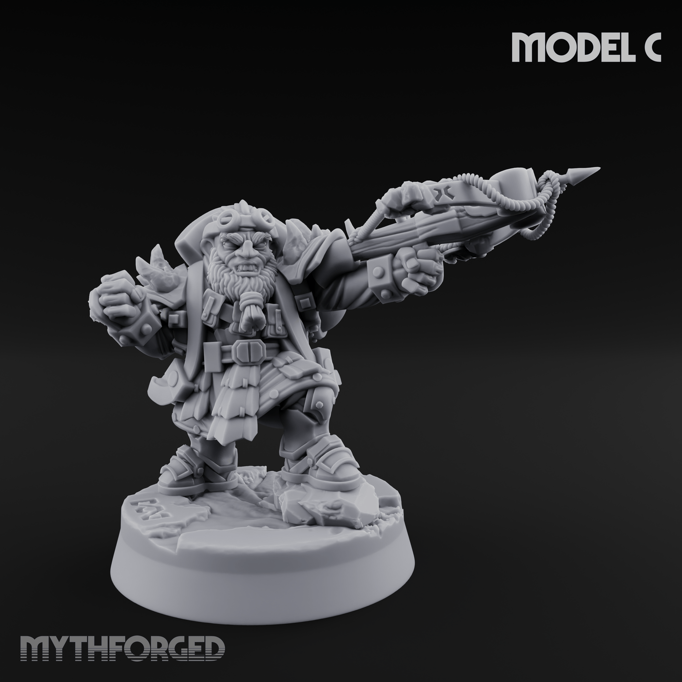 Ornately Overloaded Dwarf Arbalists C Miniature for Dungeons and Dragons, Pathfinder or other TTRPGs