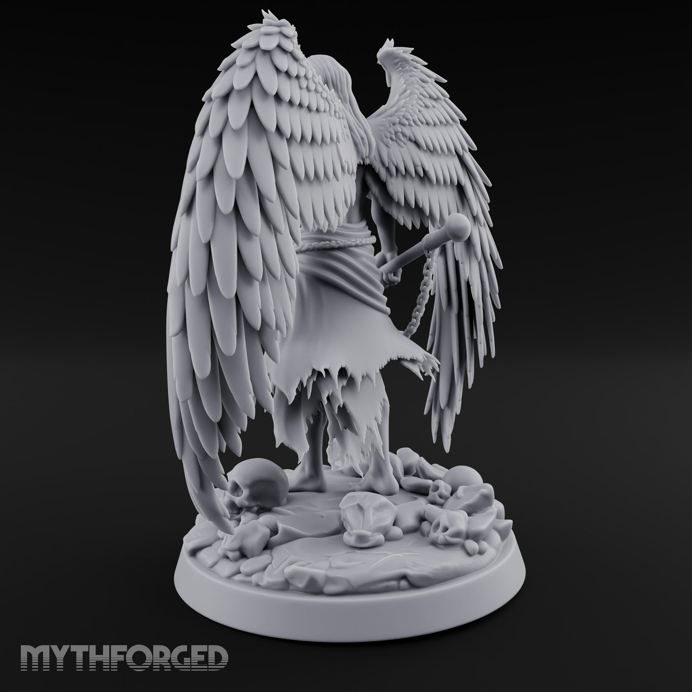 Blindfolded Chain Swinging Angel Warrior Miniature for Dungeons and Dragons, Pathfinder or other TTRPGs