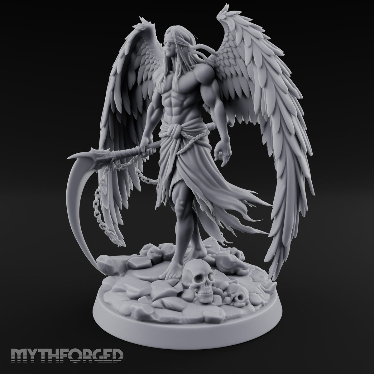 Blindfolded Chain Swinging Angel Warrior Miniature for Dungeons and Dragons, Pathfinder or other TTRPGs