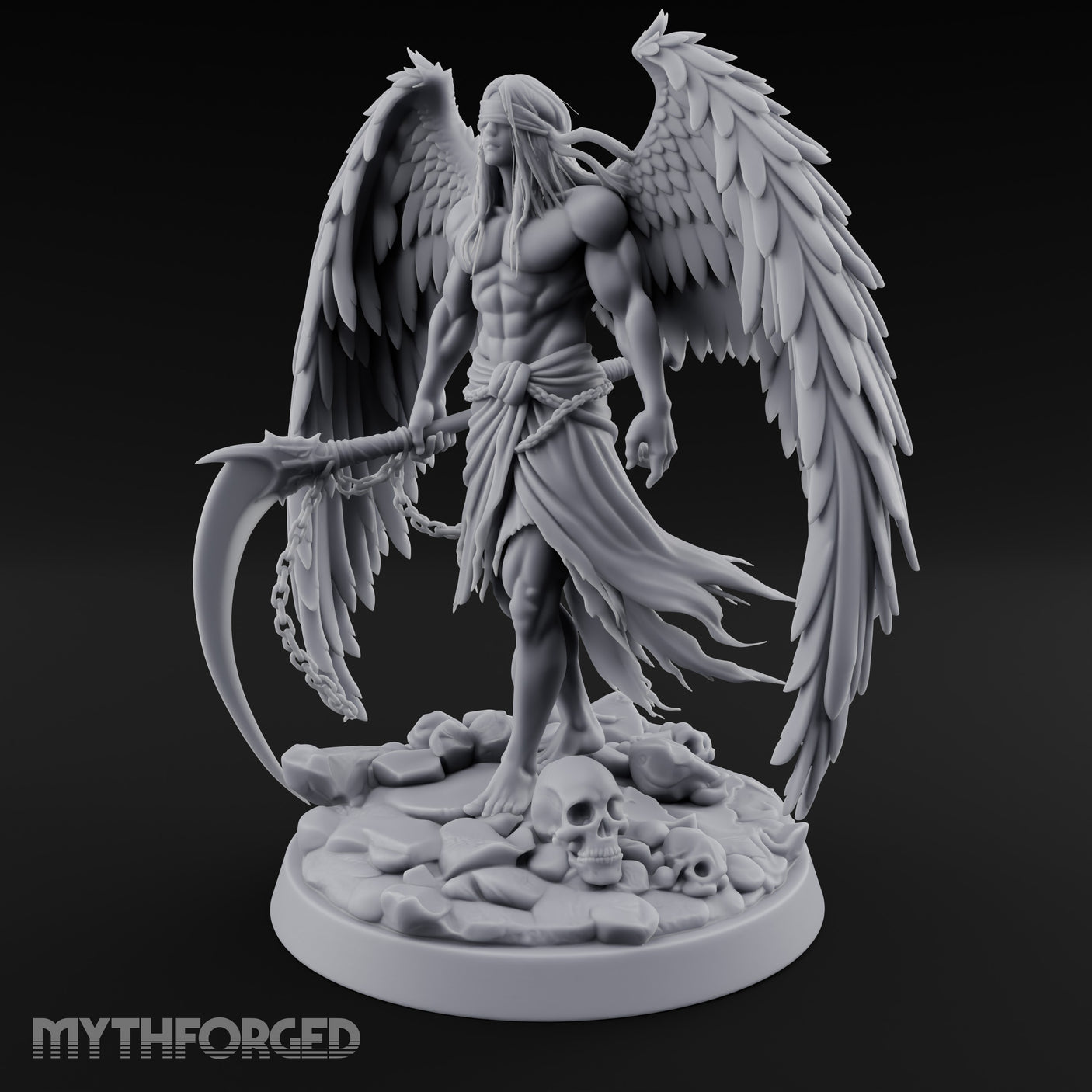 Blindfolded Chain Swinging Angel Warrior Miniature for Dungeons and Dragons, Pathfinder or other TTRPGs