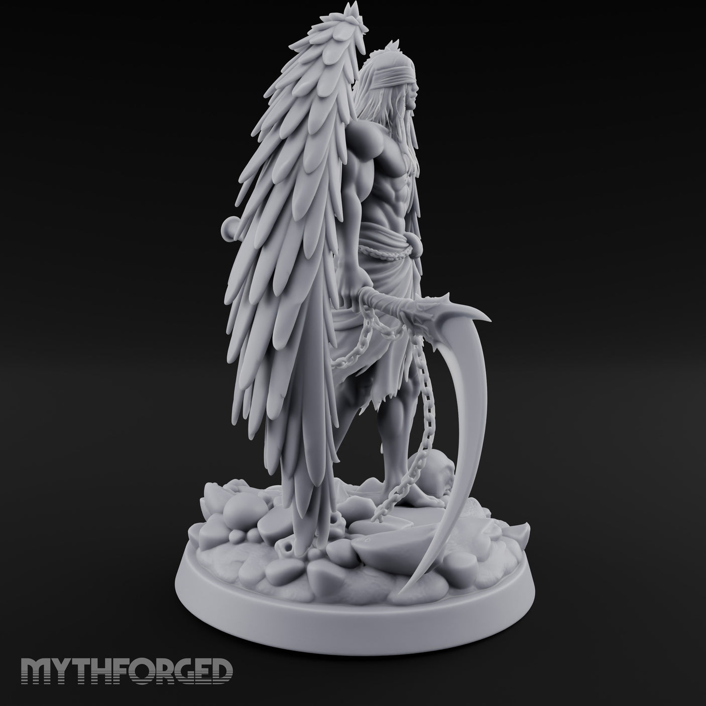 Blindfolded Chain Swinging Angel Warrior Miniature for Dungeons and Dragons, Pathfinder or other TTRPGs