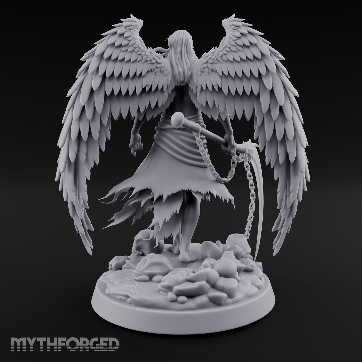 Blindfolded Chain Swinging Angel Warrior Miniature for Dungeons and Dragons, Pathfinder or other TTRPGs