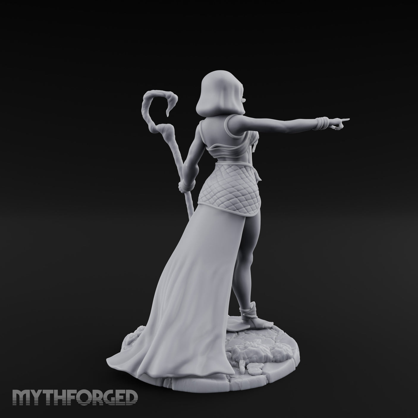Blindfolded Staff Human Sorceress Miniature for Dungeons and Dragons, Pathfinder or other TTRPGs