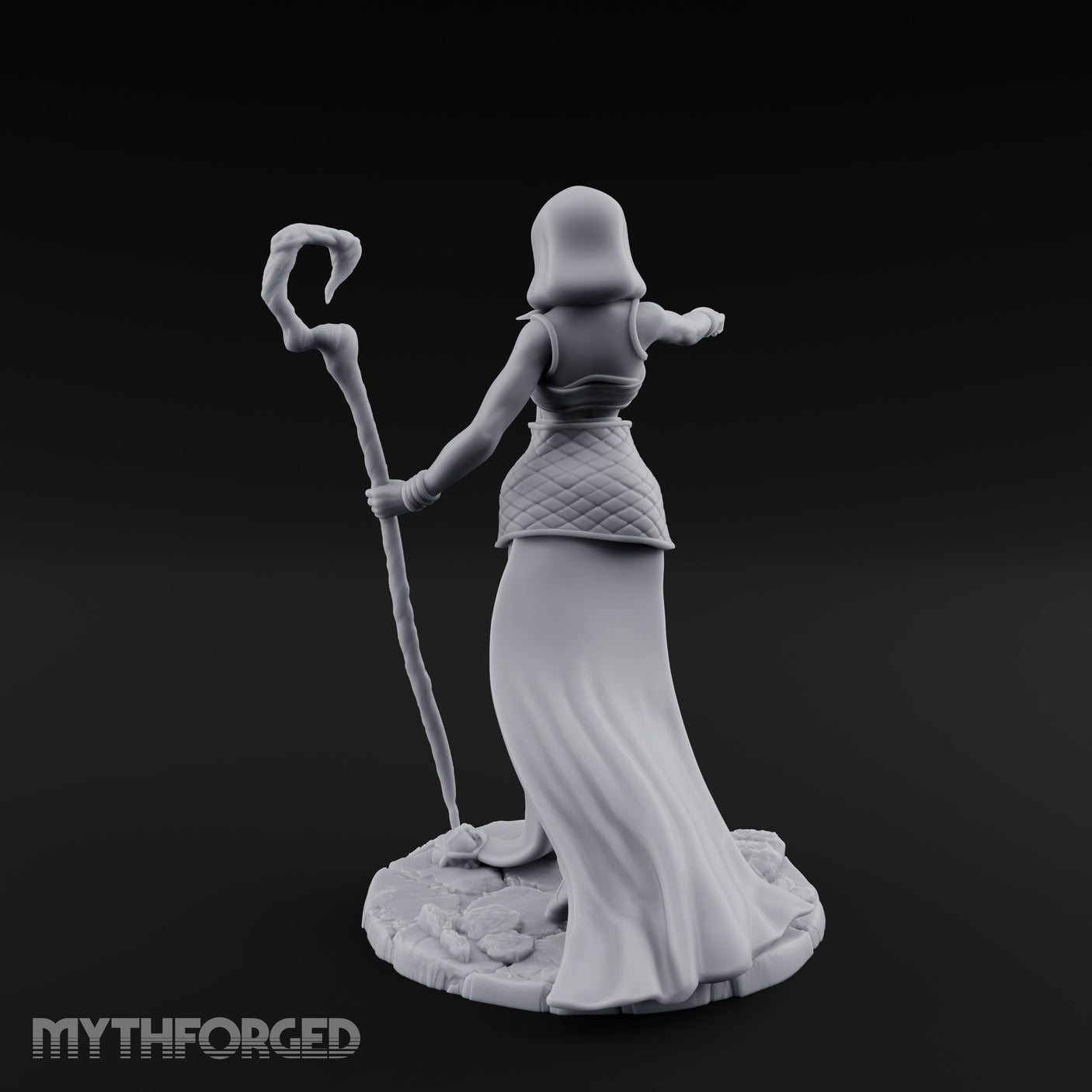 Blindfolded Staff Human Sorceress Miniature for Dungeons and Dragons, Pathfinder or other TTRPGs
