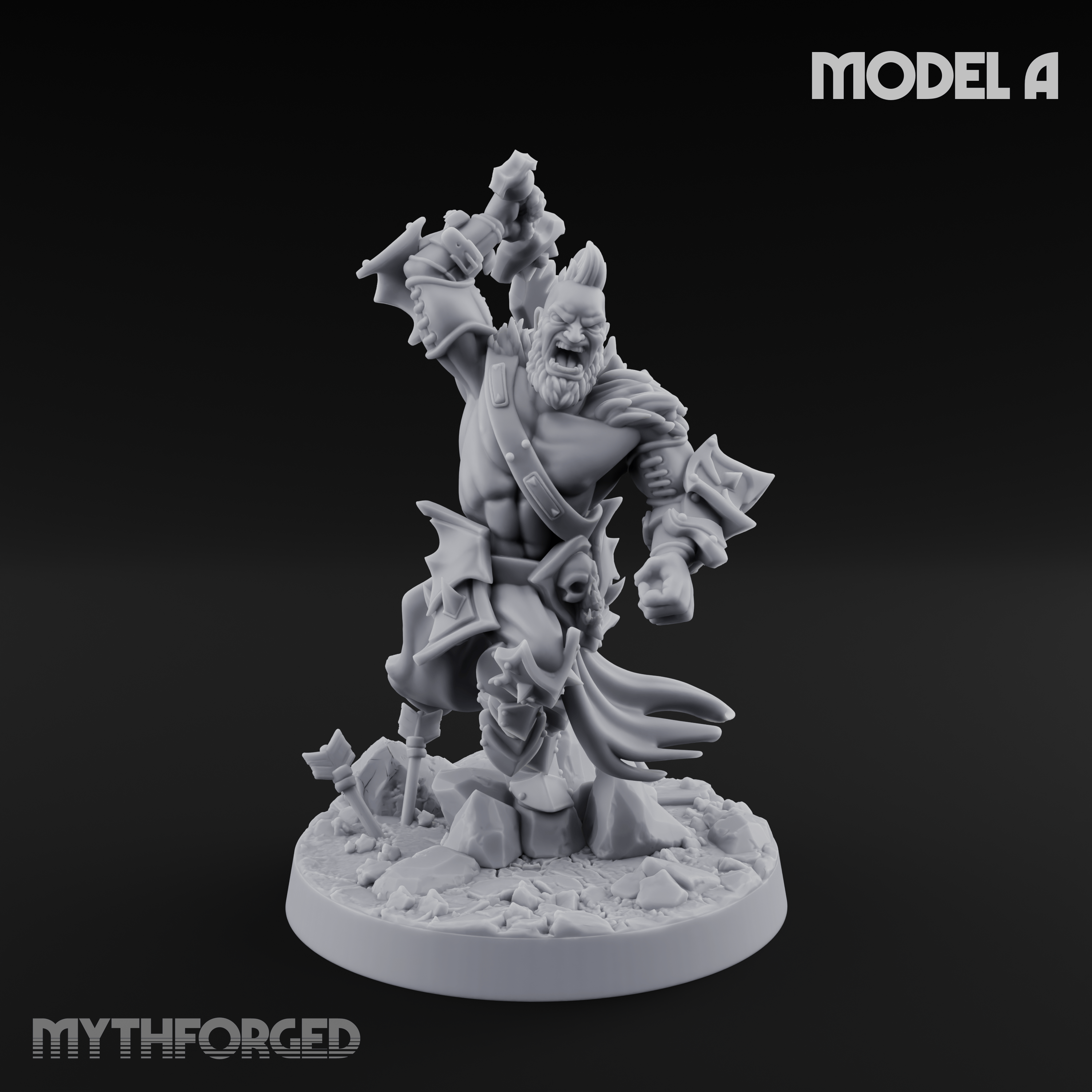 Axe Held High Ornate Human Warlords A