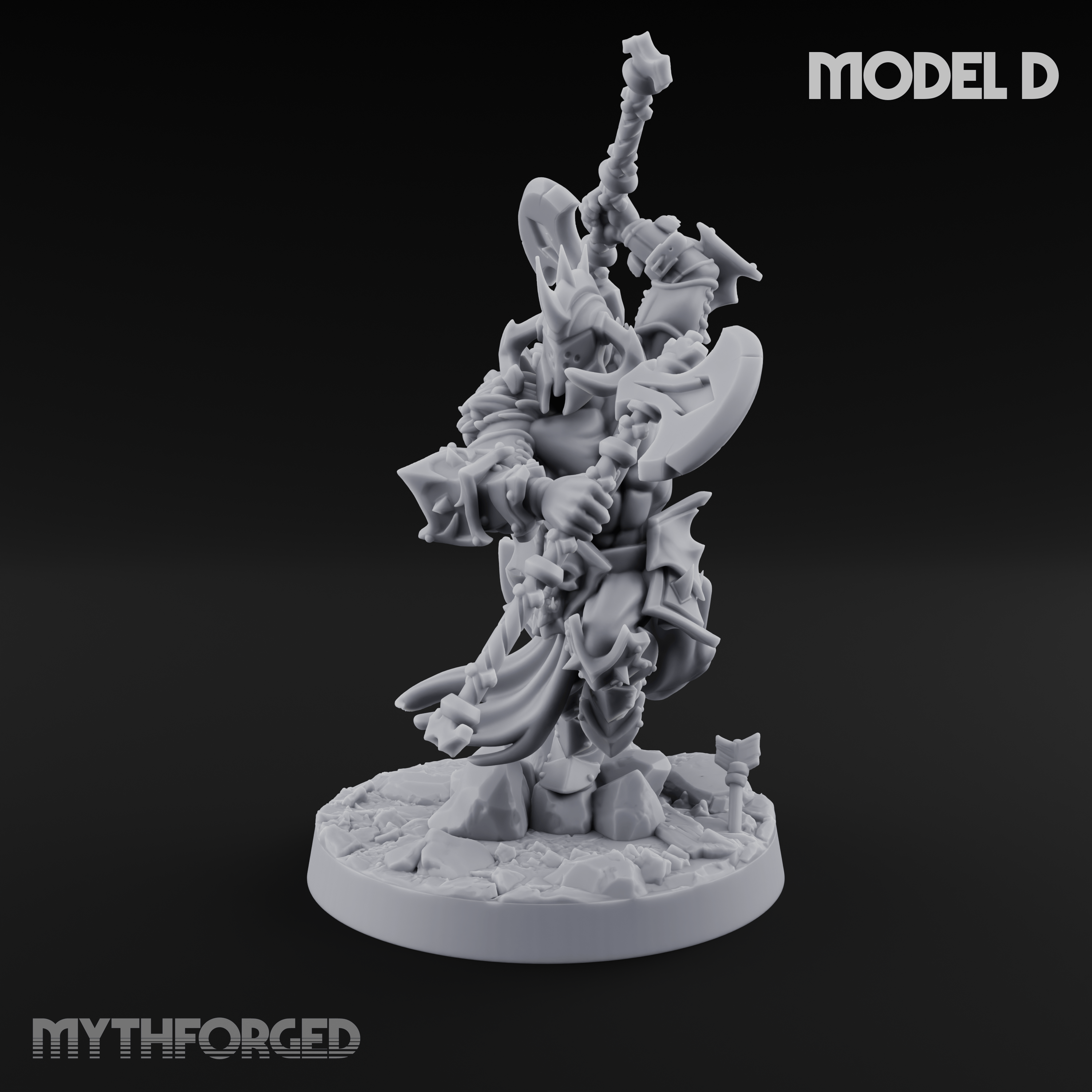 Axe Held High Ornate Human Warlords D