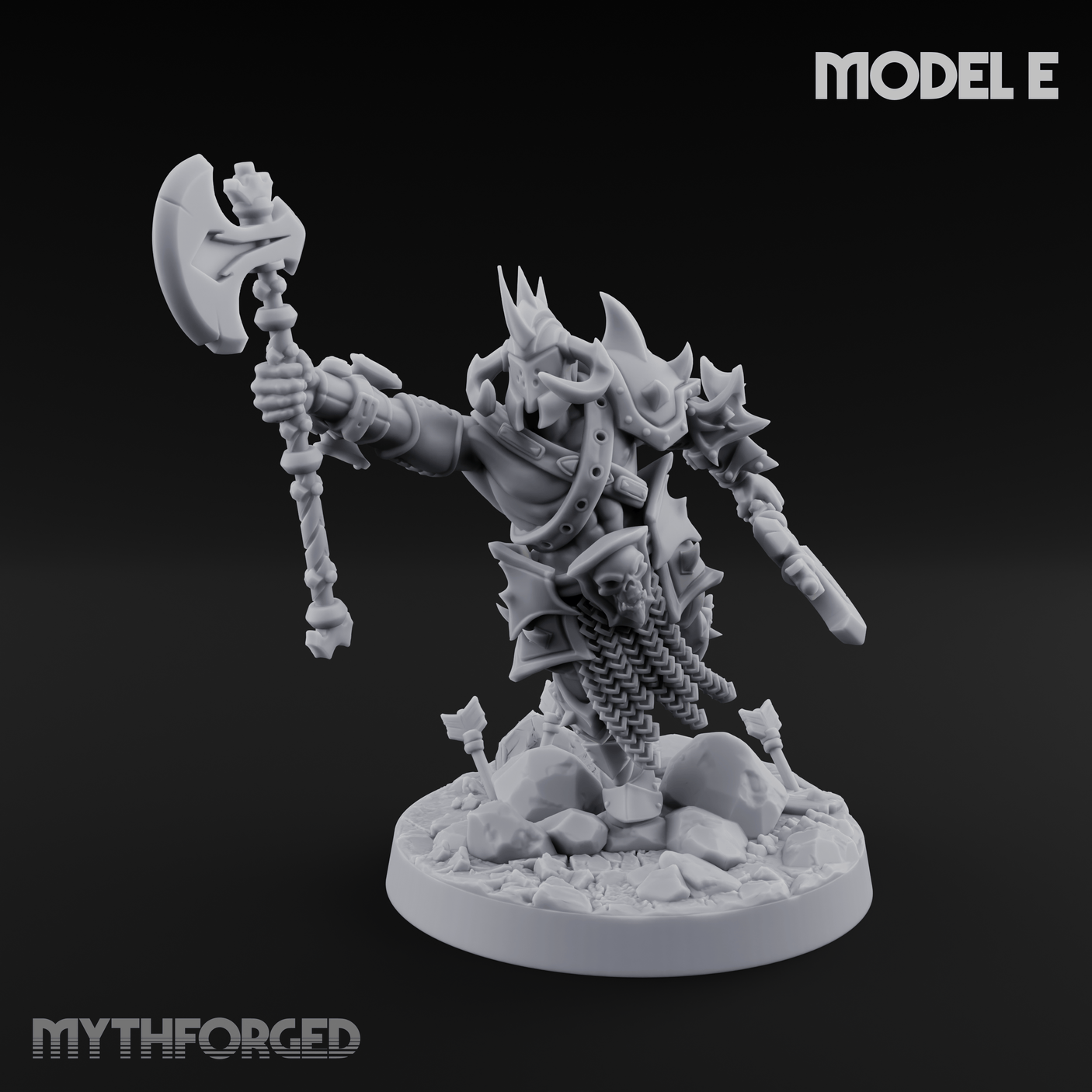 Axe Held High Ornate Human Warlords E Miniature for Dungeons and Dragons, Pathfinder or other TTRPGs