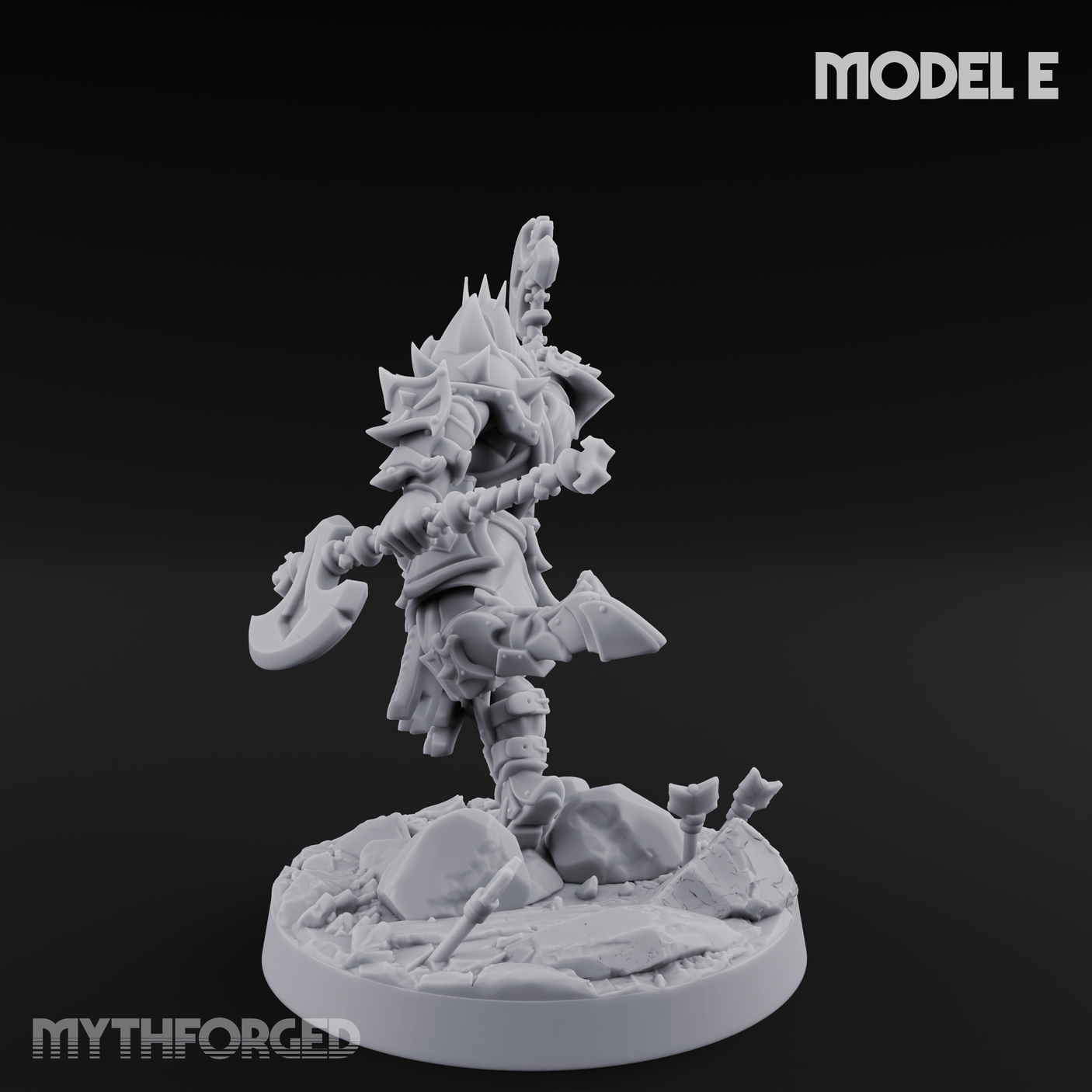 Axe Held High Ornate Human Warlords E Miniature for Dungeons and Dragons, Pathfinder or other TTRPGs