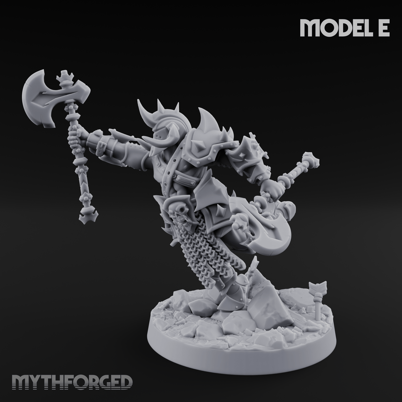 Axe Held High Ornate Human Warlords E Miniature for Dungeons and Dragons, Pathfinder or other TTRPGs