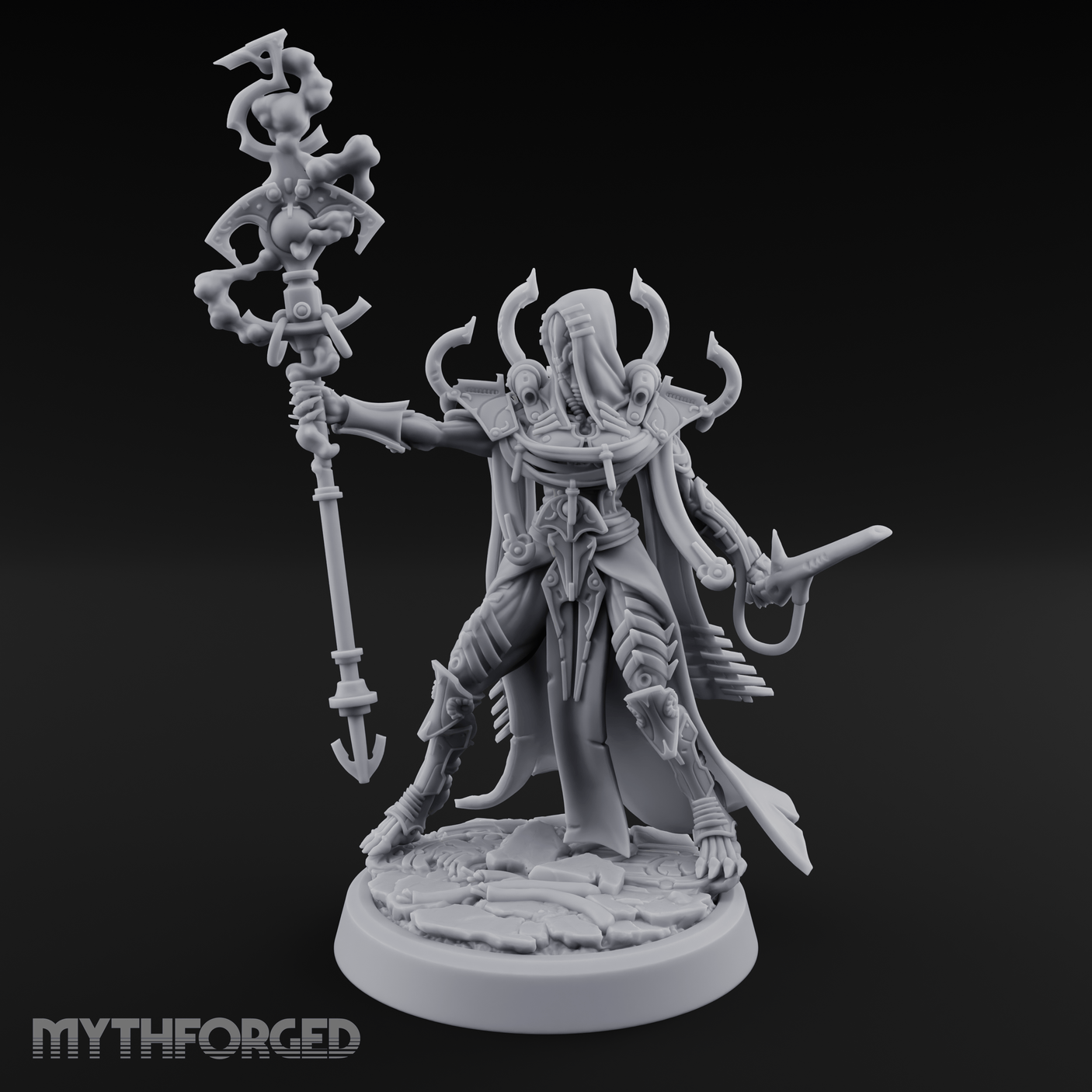Staff Wielding Corpse Fleet Sorcerer Miniature for Dungeons and Dragons, Pathfinder or other TTRPGs