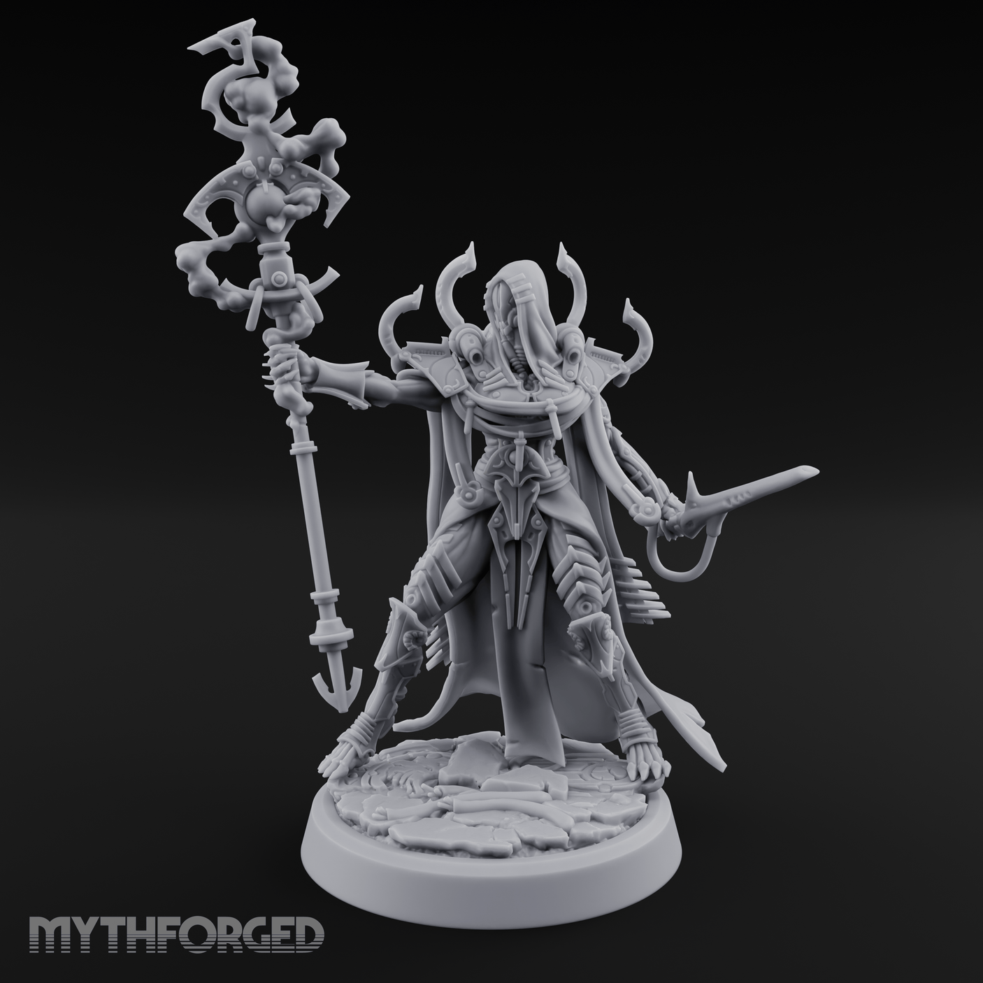 Staff Wielding Corpse Fleet Sorcerer Miniature for Dungeons and Dragons, Pathfinder or other TTRPGs