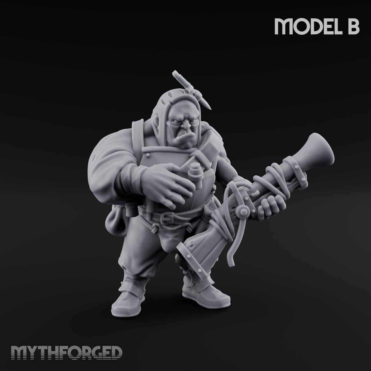 Blunderbuss Clutching Ogre Blunderbussier B Miniature for Dungeons and Dragons, Pathfinder or other TTRPGs