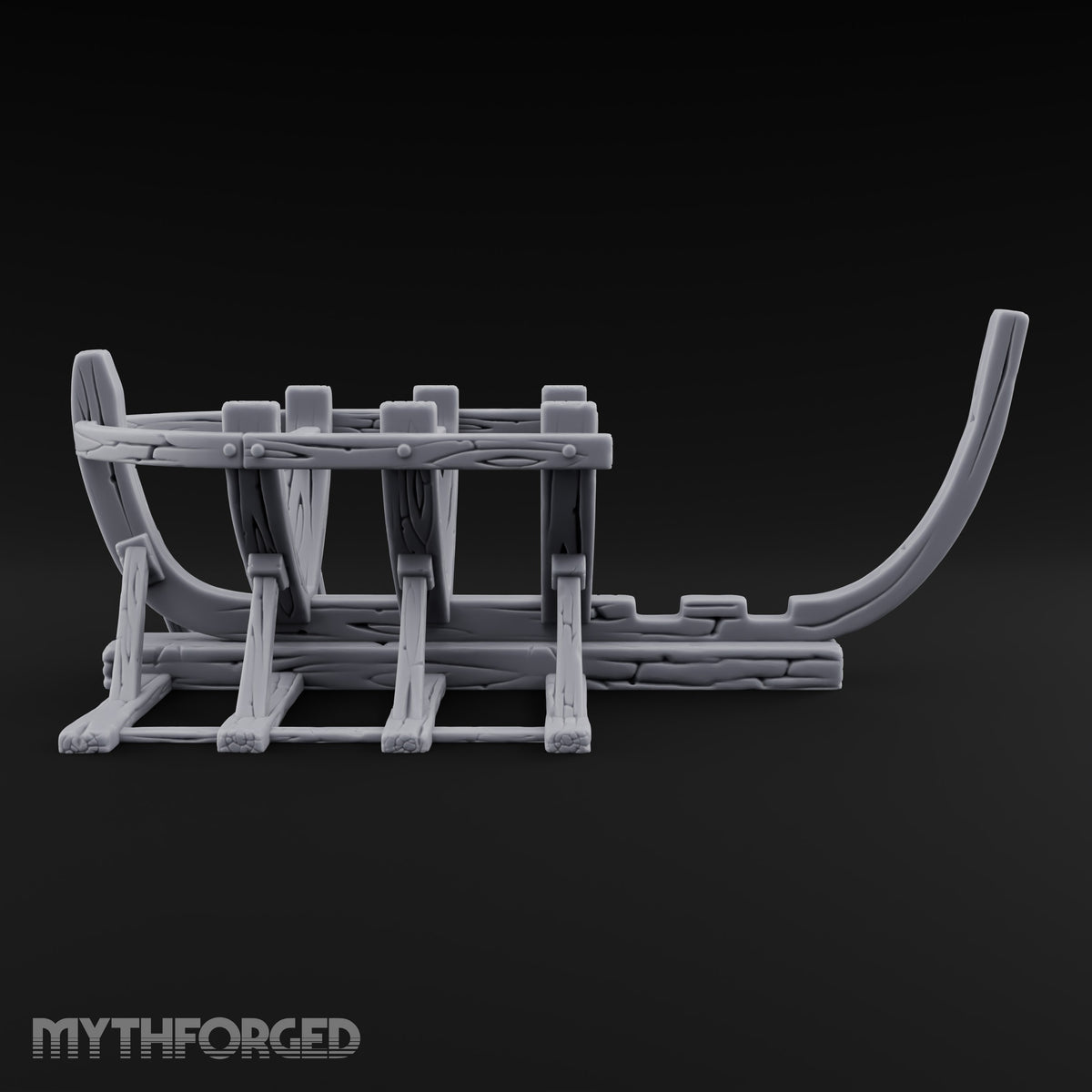 Ribs Before Planks Wooden Boat Frame on Cradle