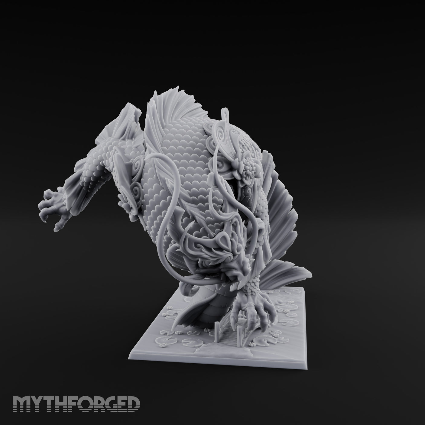 Body Coiling Koi Dragon Miniature for Dungeons and Dragons, Pathfinder or other TTRPGs