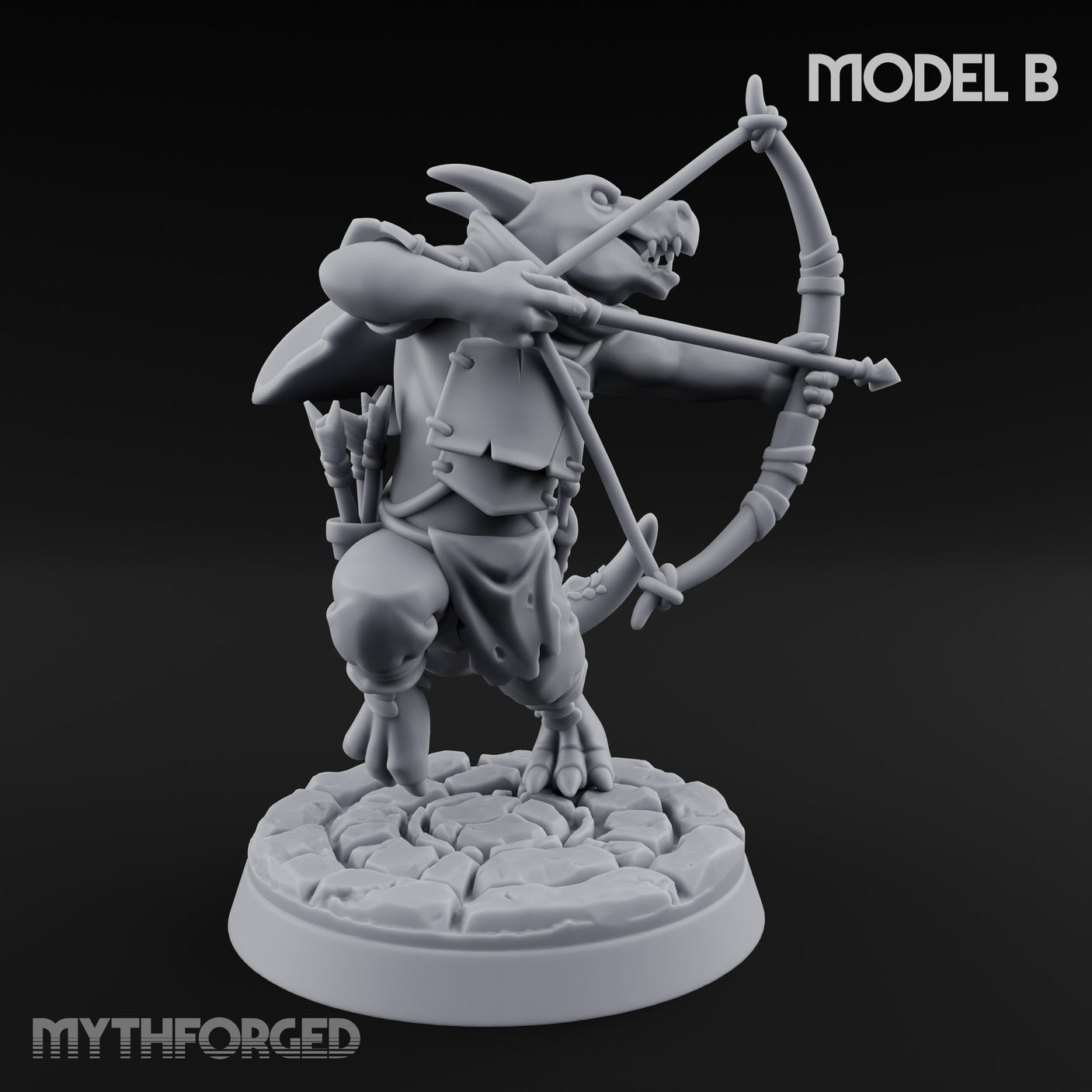 Bolt And Arrow Loosing Kobold Scout B Miniature for Dungeons and Dragons, Pathfinder or other TTRPGs