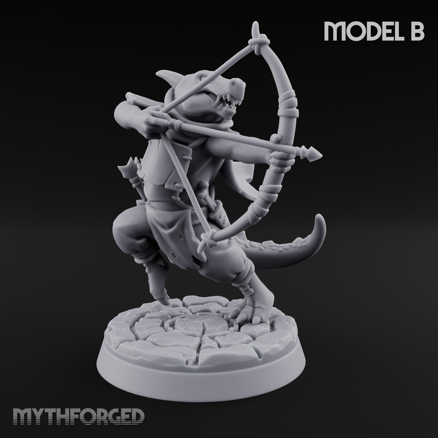 Bolt And Arrow Loosing Kobold Scout B Miniature for Dungeons and Dragons, Pathfinder or other TTRPGs