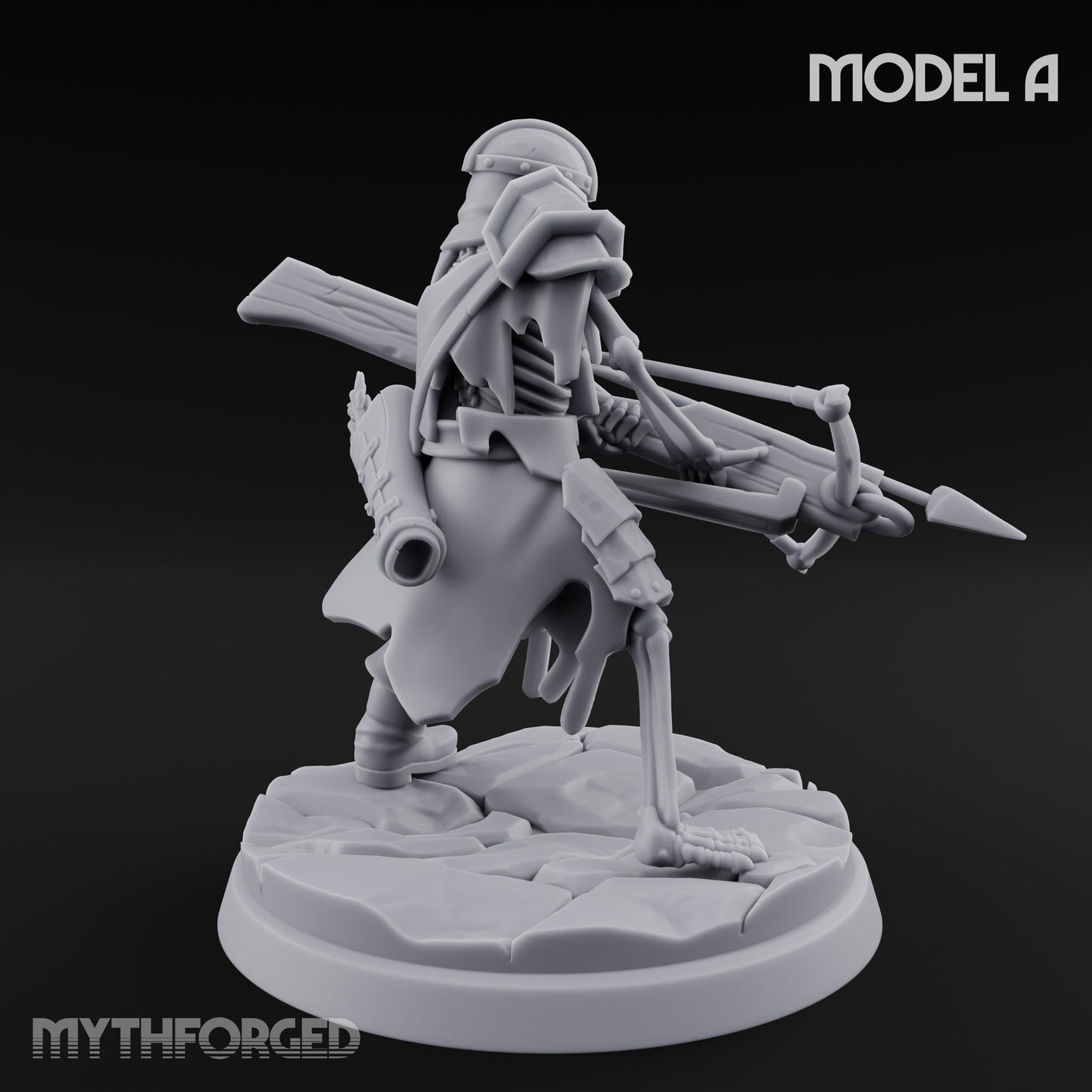 Bolt And Scythe Wielding Skeleton Ranged Warrior A Miniature for Dungeons and Dragons, Pathfinder or other TTRPGs