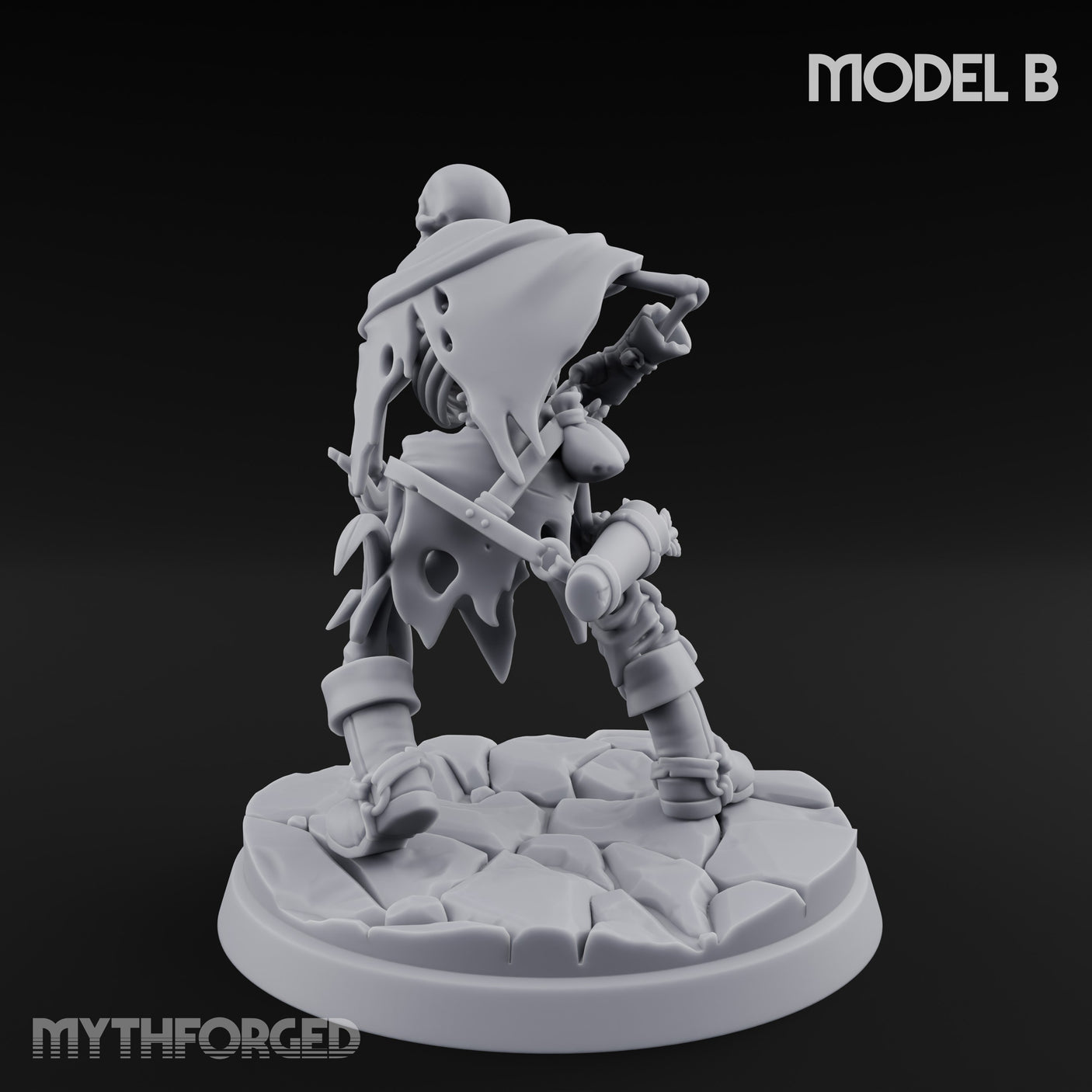 Bolt And Scythe Wielding Skeleton Ranged Warrior B Miniature for Dungeons and Dragons, Pathfinder or other TTRPGs