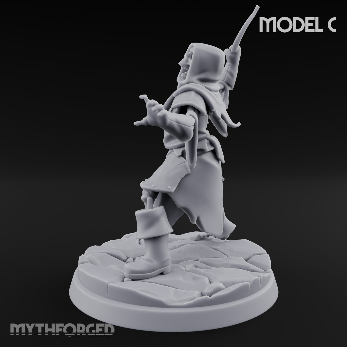 Bolt And Scythe Wielding Skeleton Ranged Warrior C Miniature for Dungeons and Dragons, Pathfinder or other TTRPGs