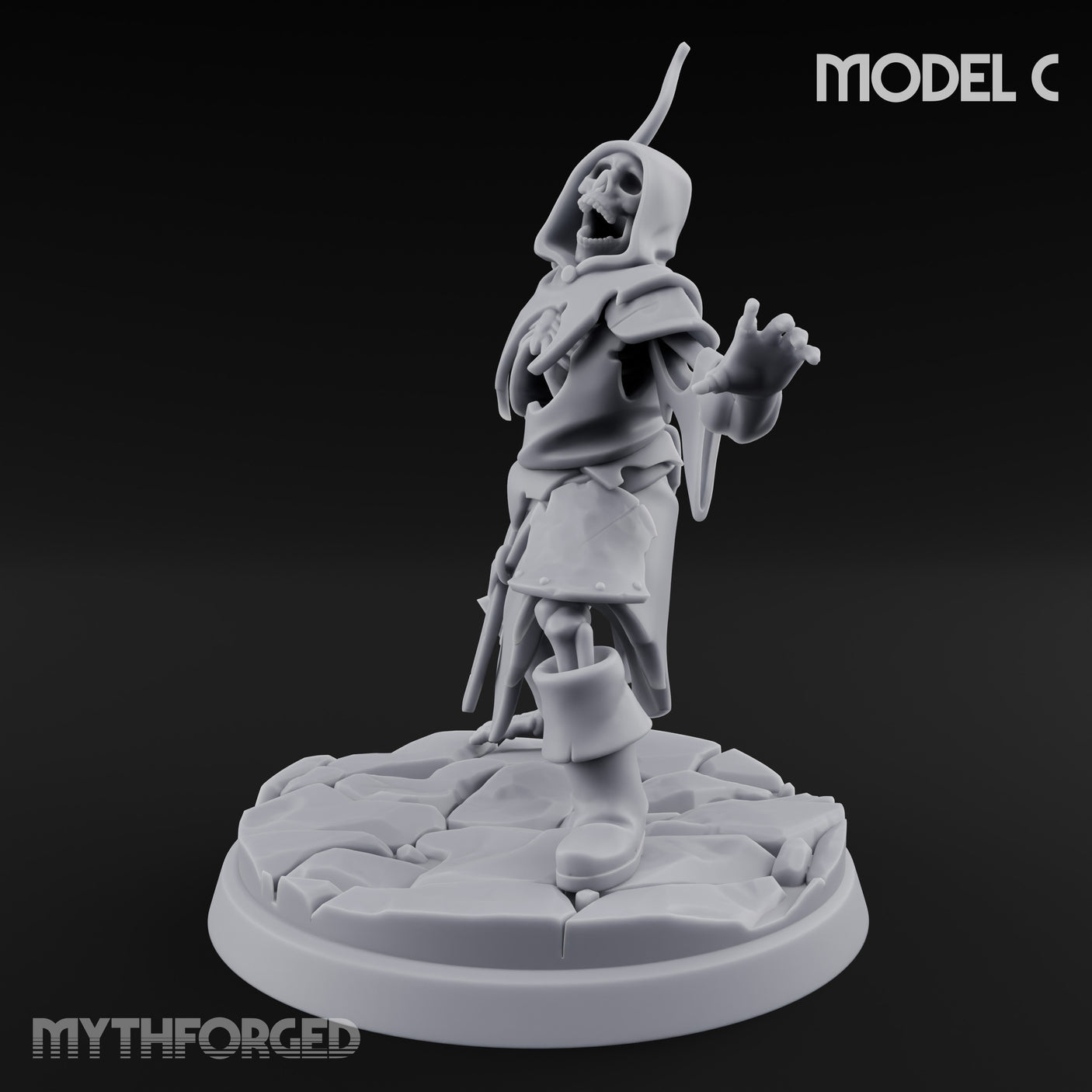 Bolt And Scythe Wielding Skeleton Ranged Warrior C Miniature for Dungeons and Dragons, Pathfinder or other TTRPGs