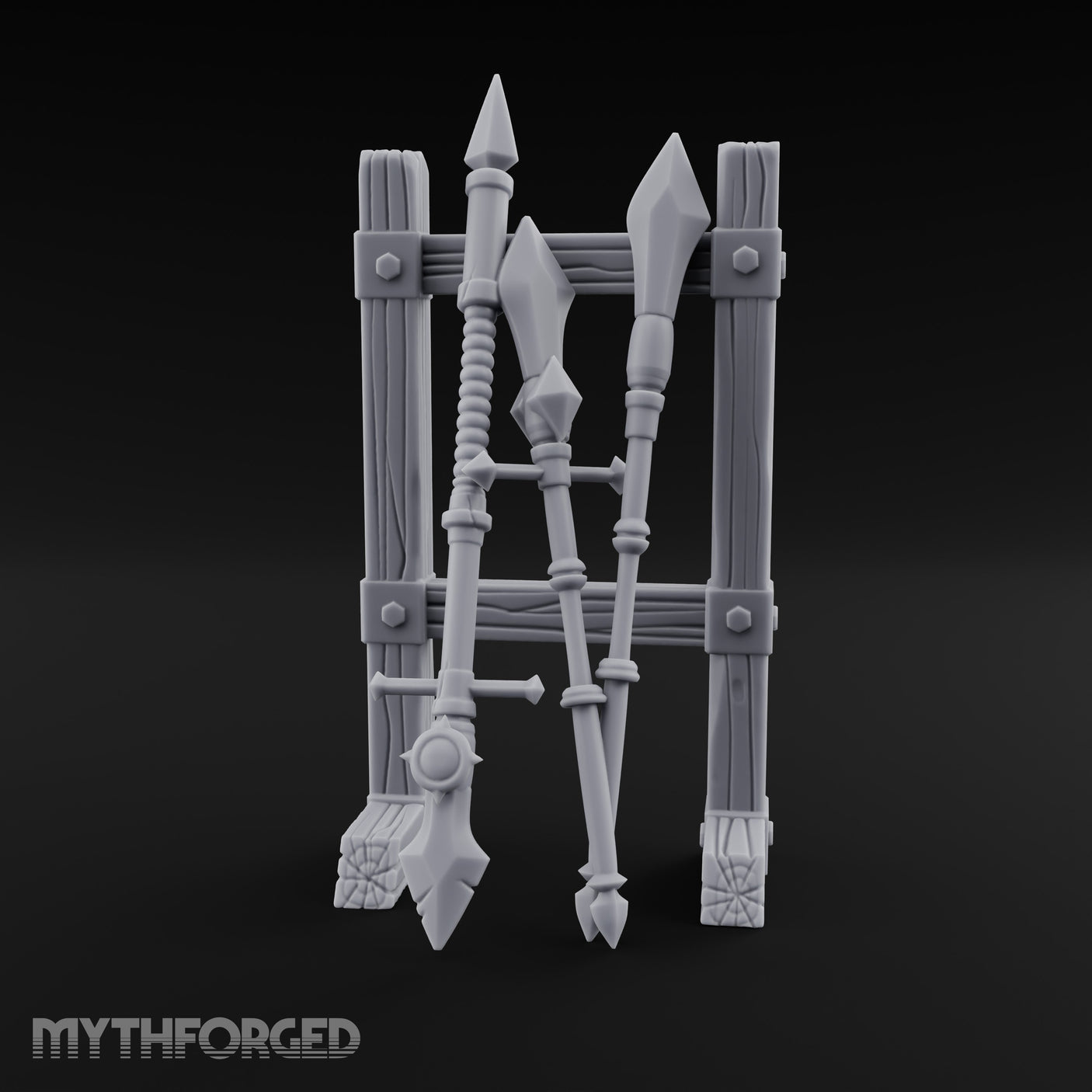 Bolt-Banded Polearm-Stacked Tribal Spear Rack