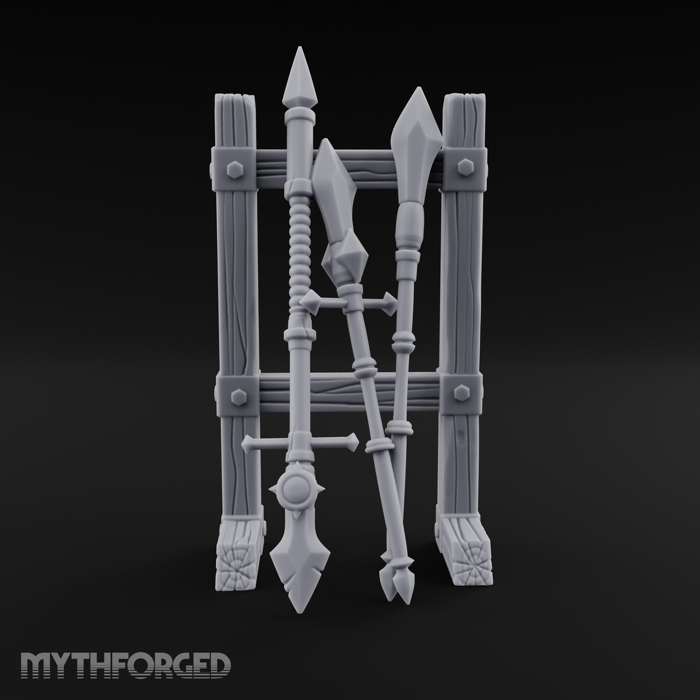 Bolt-Banded Polearm-Stacked Tribal Spear Rack gallery 1