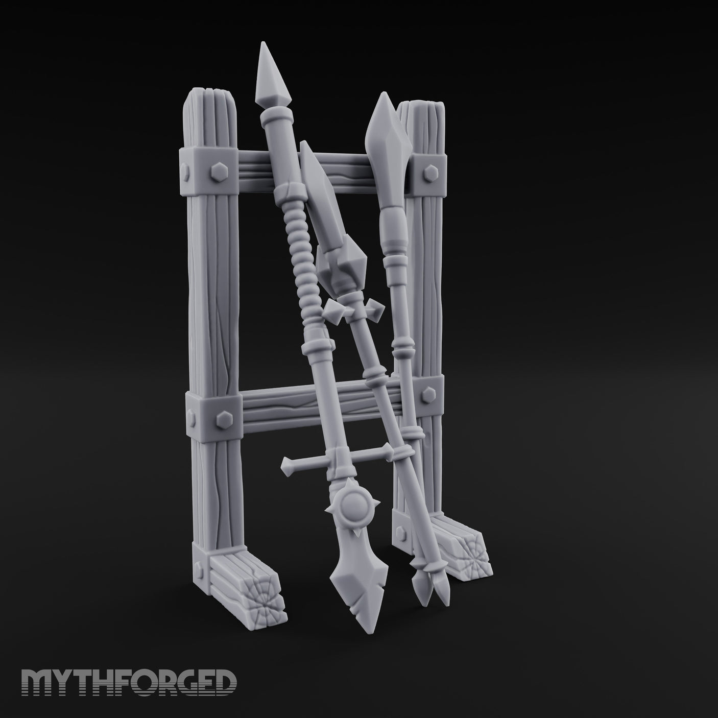 Bolt-Banded Polearm-Stacked Tribal Spear Rack gallery 2