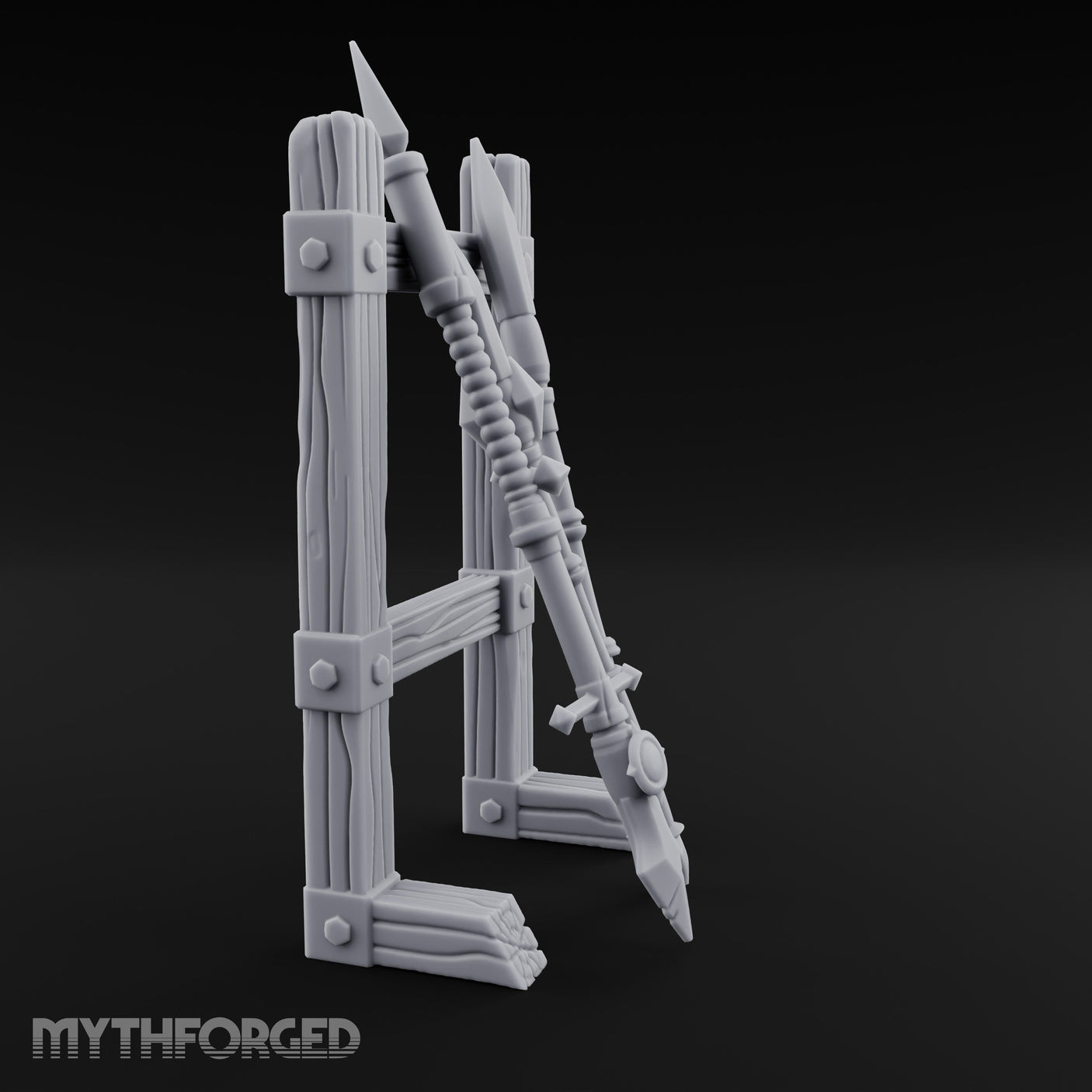Bolt-Banded Polearm-Stacked Tribal Spear Rack gallery 3